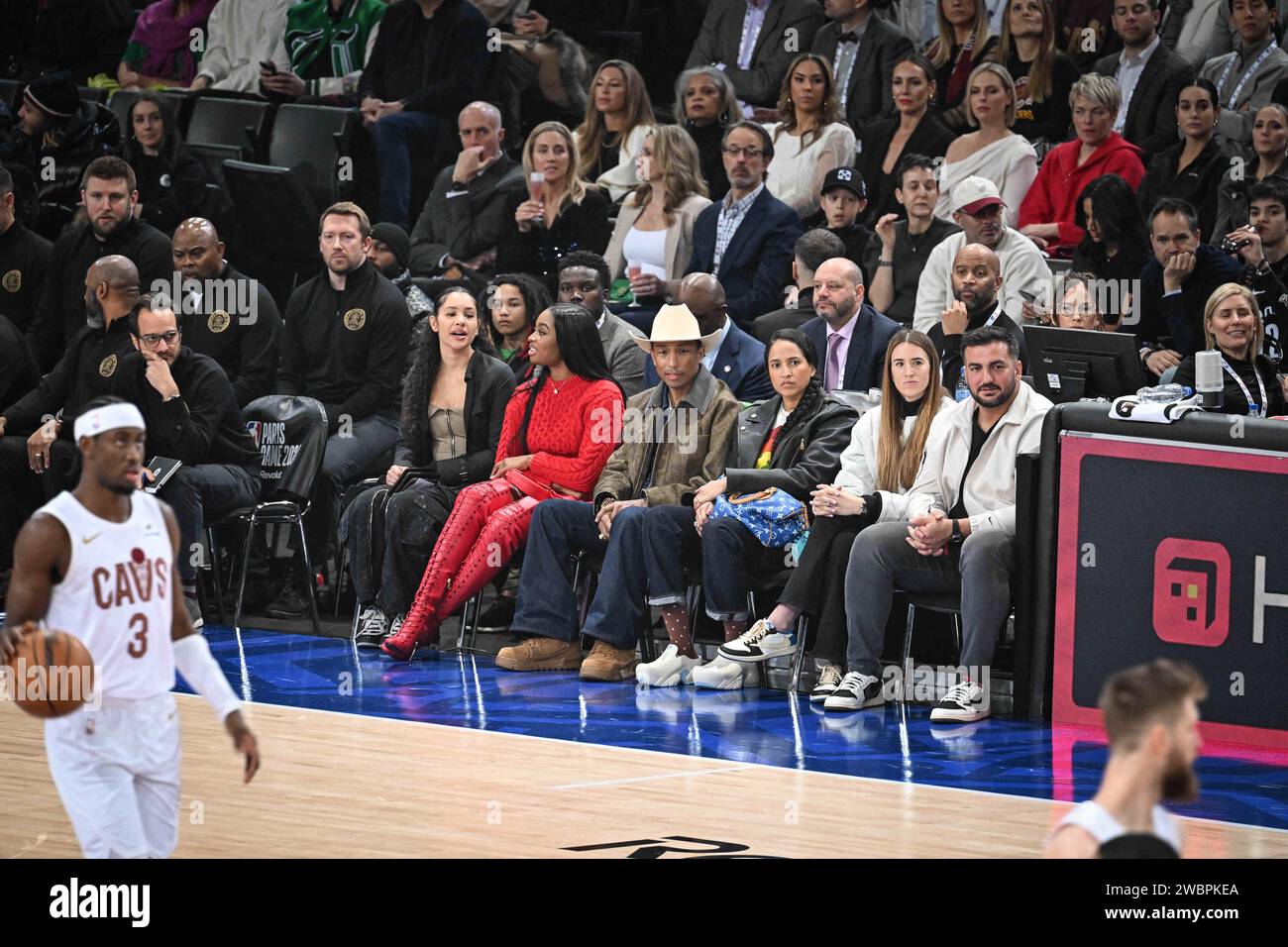 Paris, France. 11th Jan, 2024. Pharrell Williams, Singer-songwriter and music producer during the NBA Paris Game 2024 presented by Revolut featuring the Brooklyn Nets and the Cleveland Cavaliers playing the league's third regular-season game in Paris on January 11, 2023. Photo by Tomas Stevens/ABACAPRESS.COM Credit: Abaca Press/Alamy Live News Stock Photo