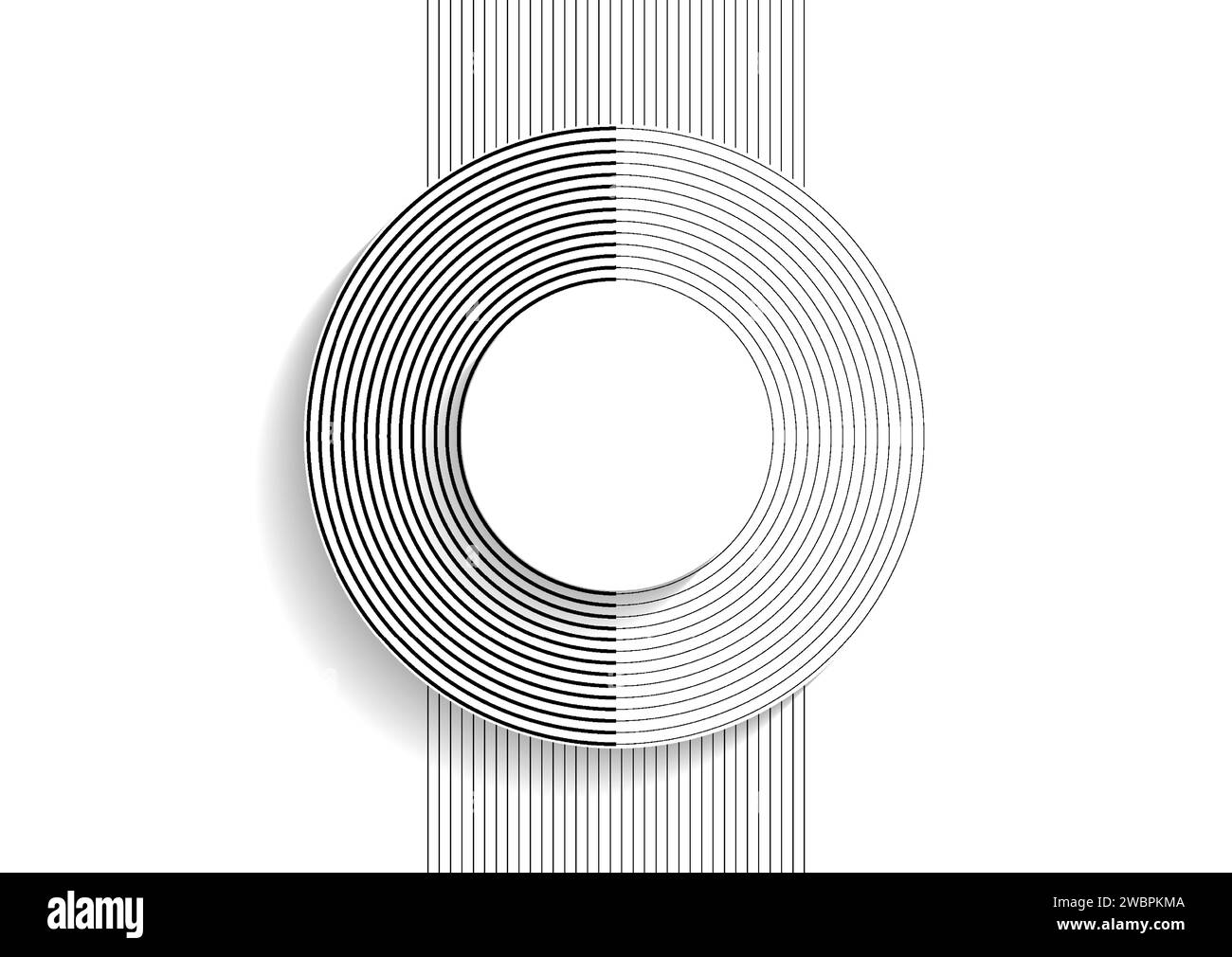 Black white circles and lines concept abstract tech background. Minimal ...
