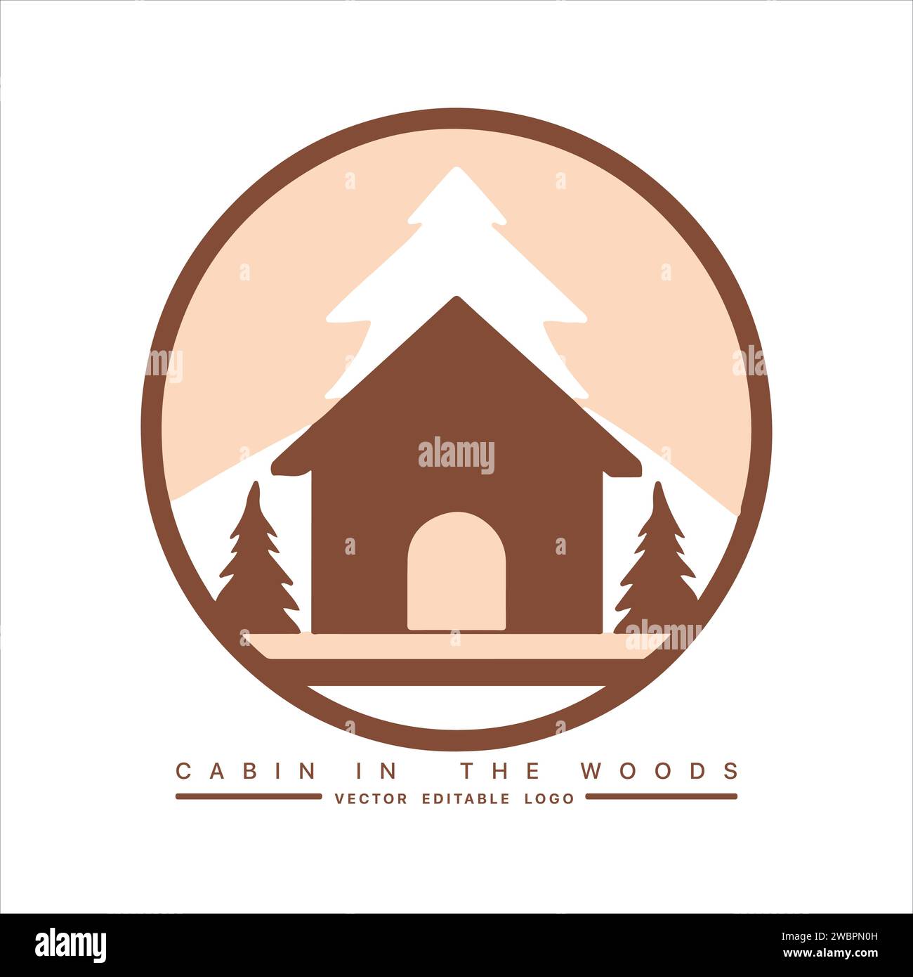 Wood cabin logo template. Cabin in the woods vector illustration. Cabin