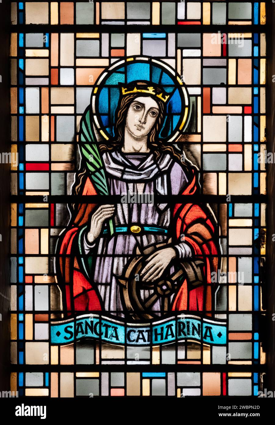 St Catherine of Alexandria. A stained-glass window in Église de la ...