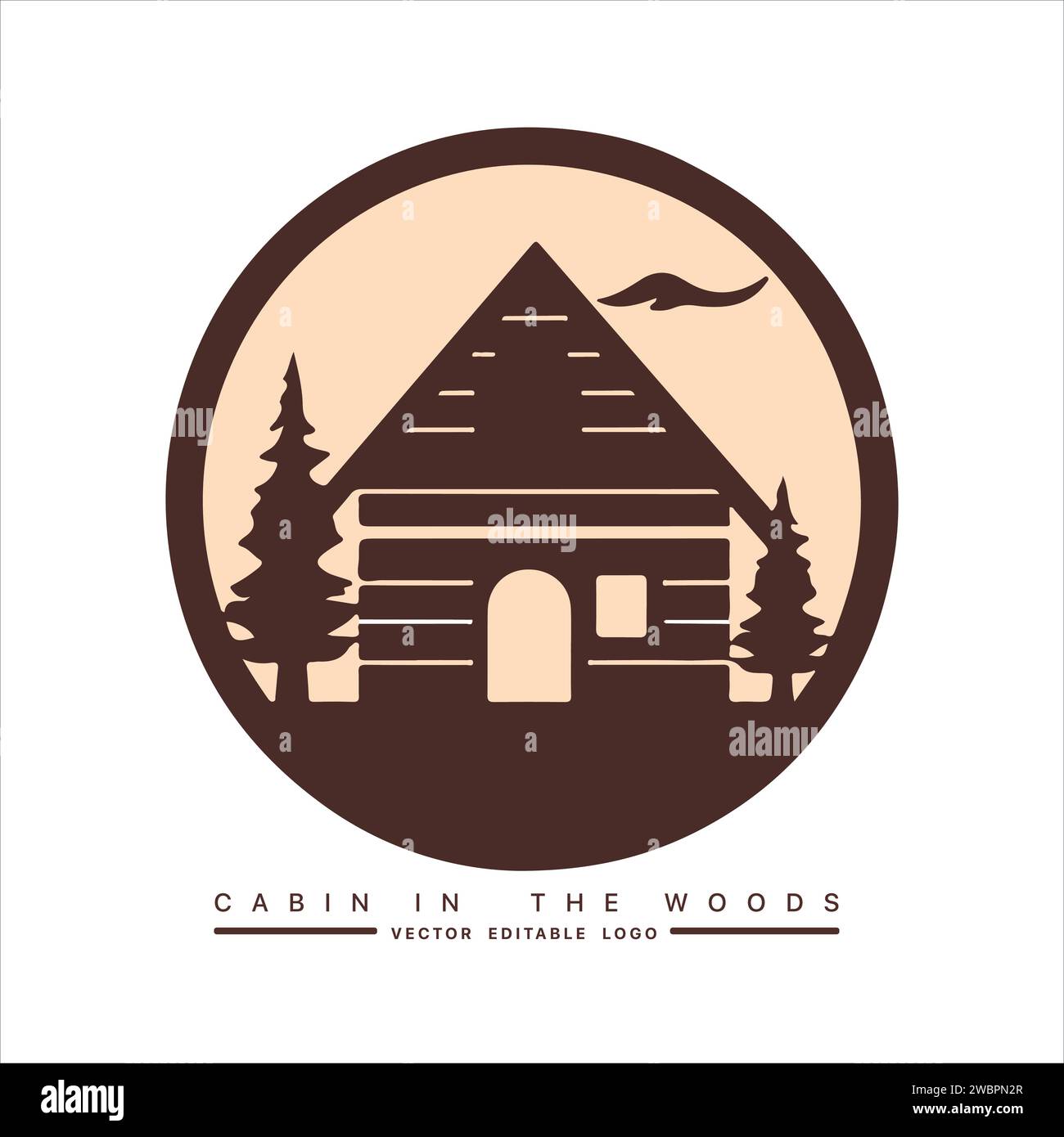 Wood cabin logo template. Cabin in the woods vector illustration. Cabin