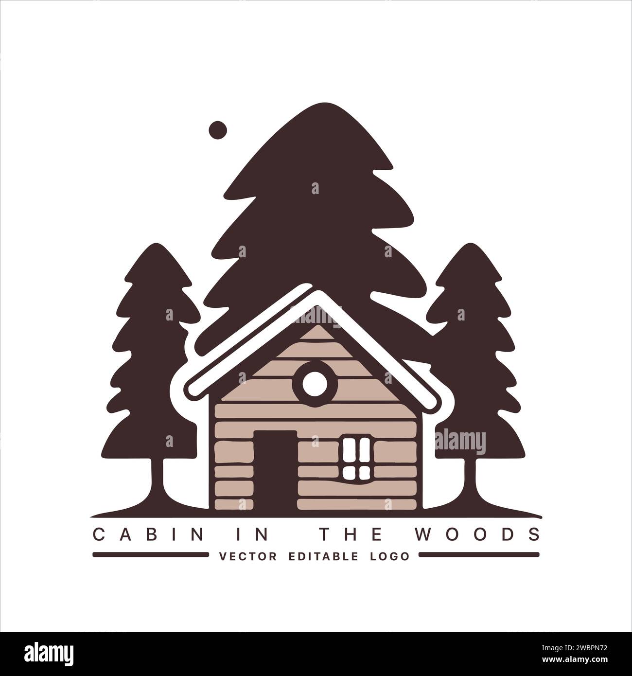 Wood cabin logo template. Cabin in the woods vector illustration. Cabin