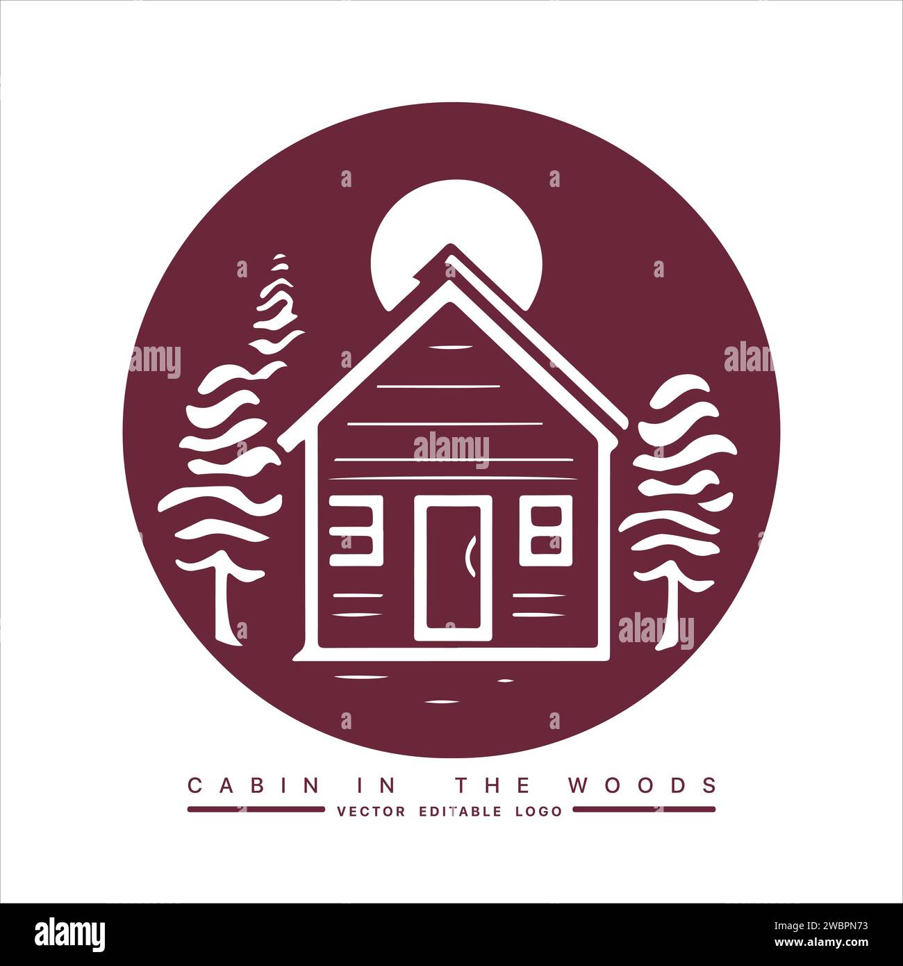 Wood cabin logo template. Cabin in the woods vector illustration. Cabin