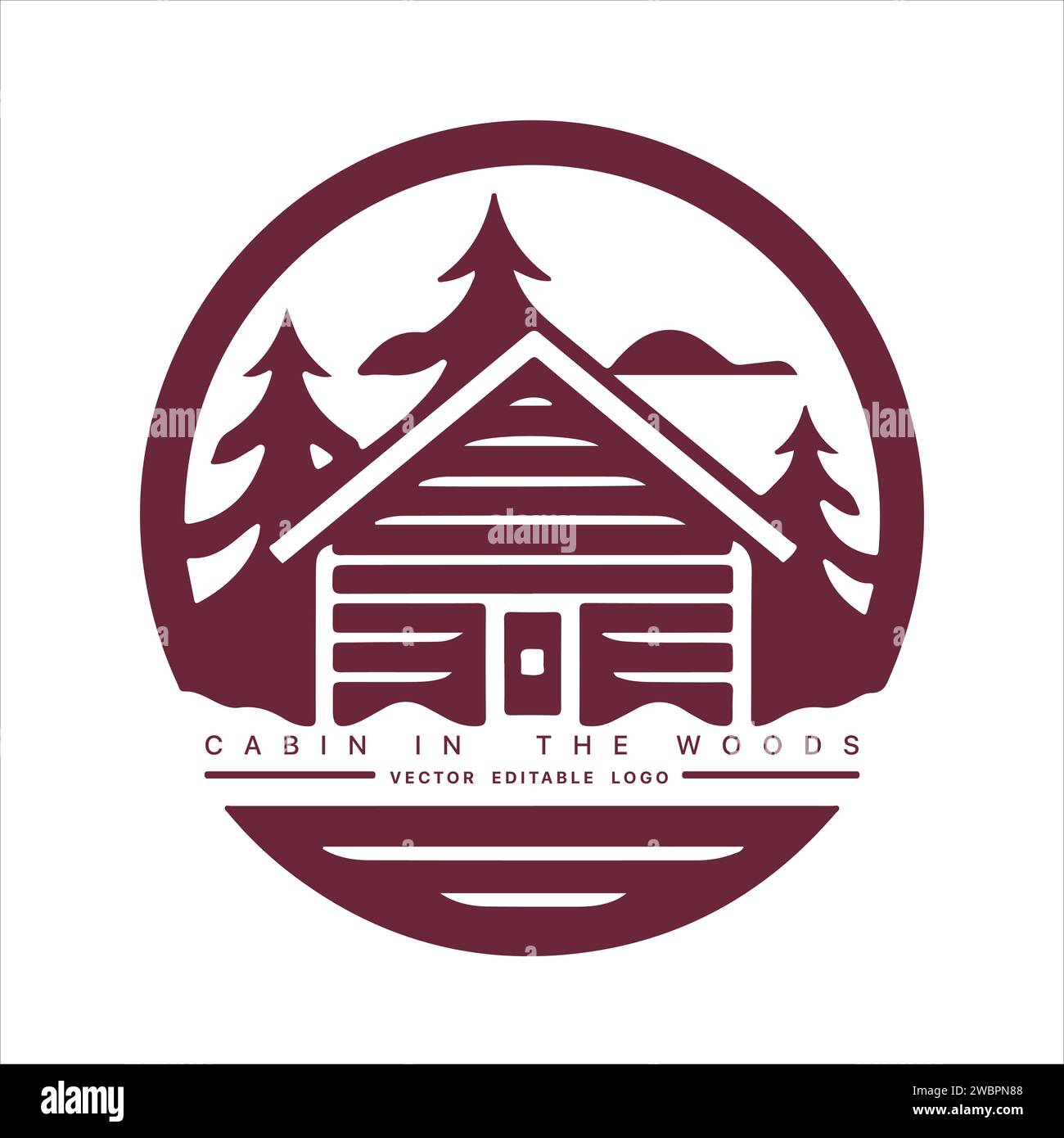 Wood cabin logo template. Cabin in the woods vector illustration. Cabin