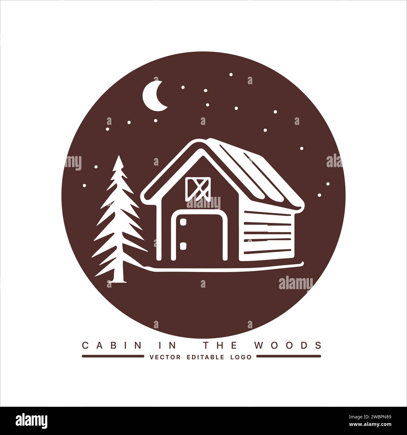 Wood cabin logo template. Cabin in the woods vector illustration. Cabin