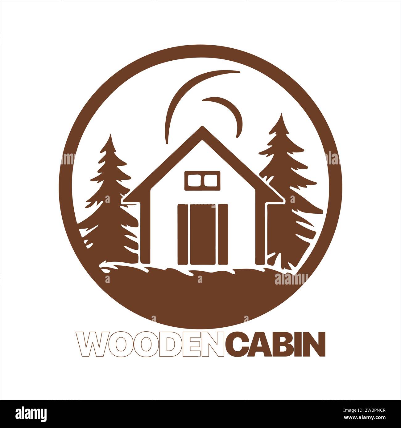 Wood cabin logo template. Cabin in the woods vector illustration. Cabin