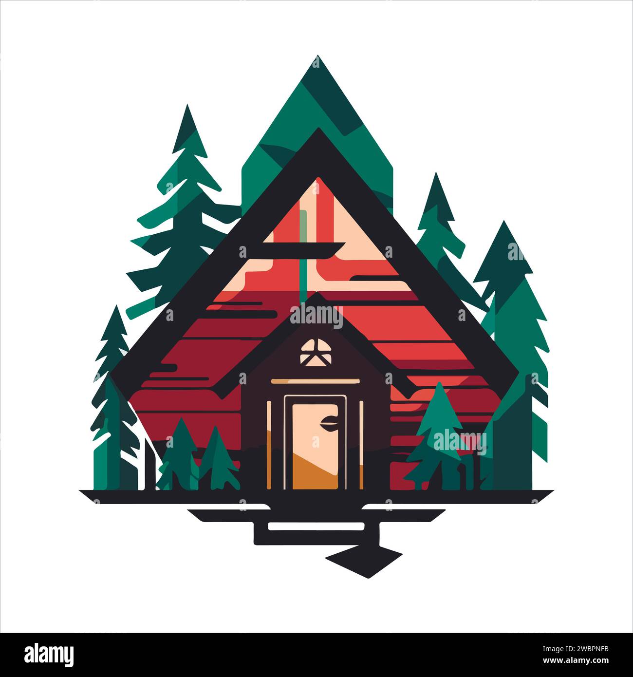 Wood cabin logo template. Cabin in the woods vector illustration. Cabin