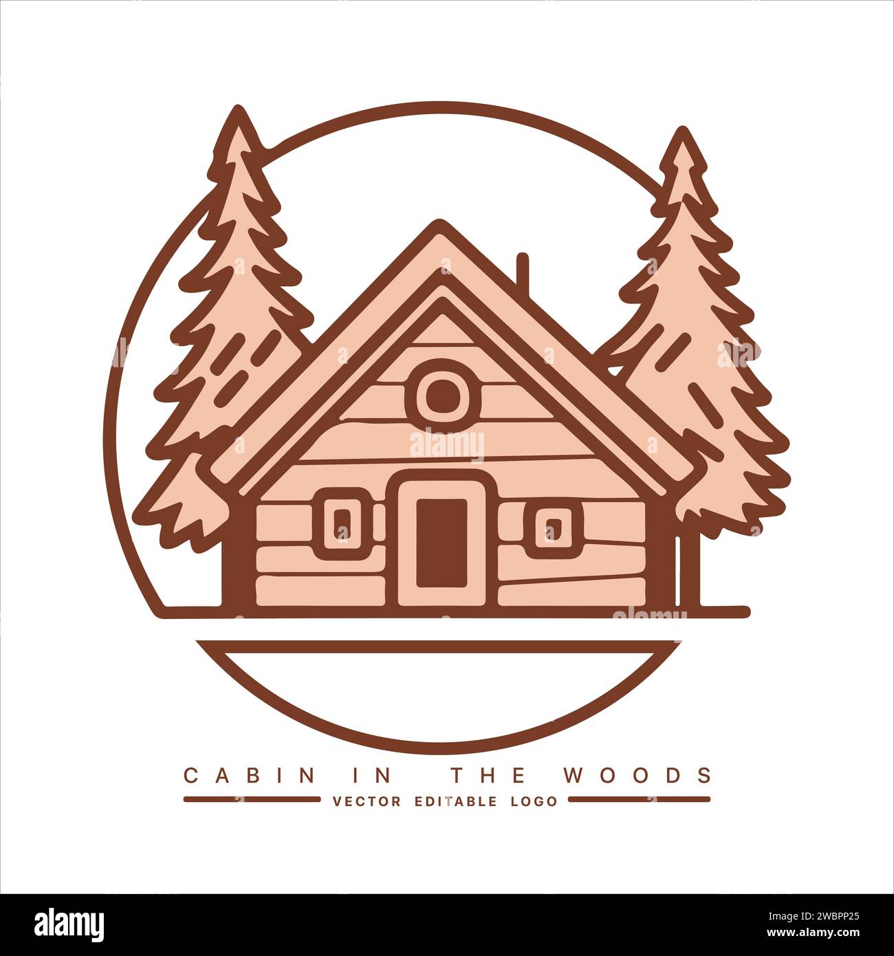 Wood cabin logo template. Cabin in the woods vector illustration. Cabin