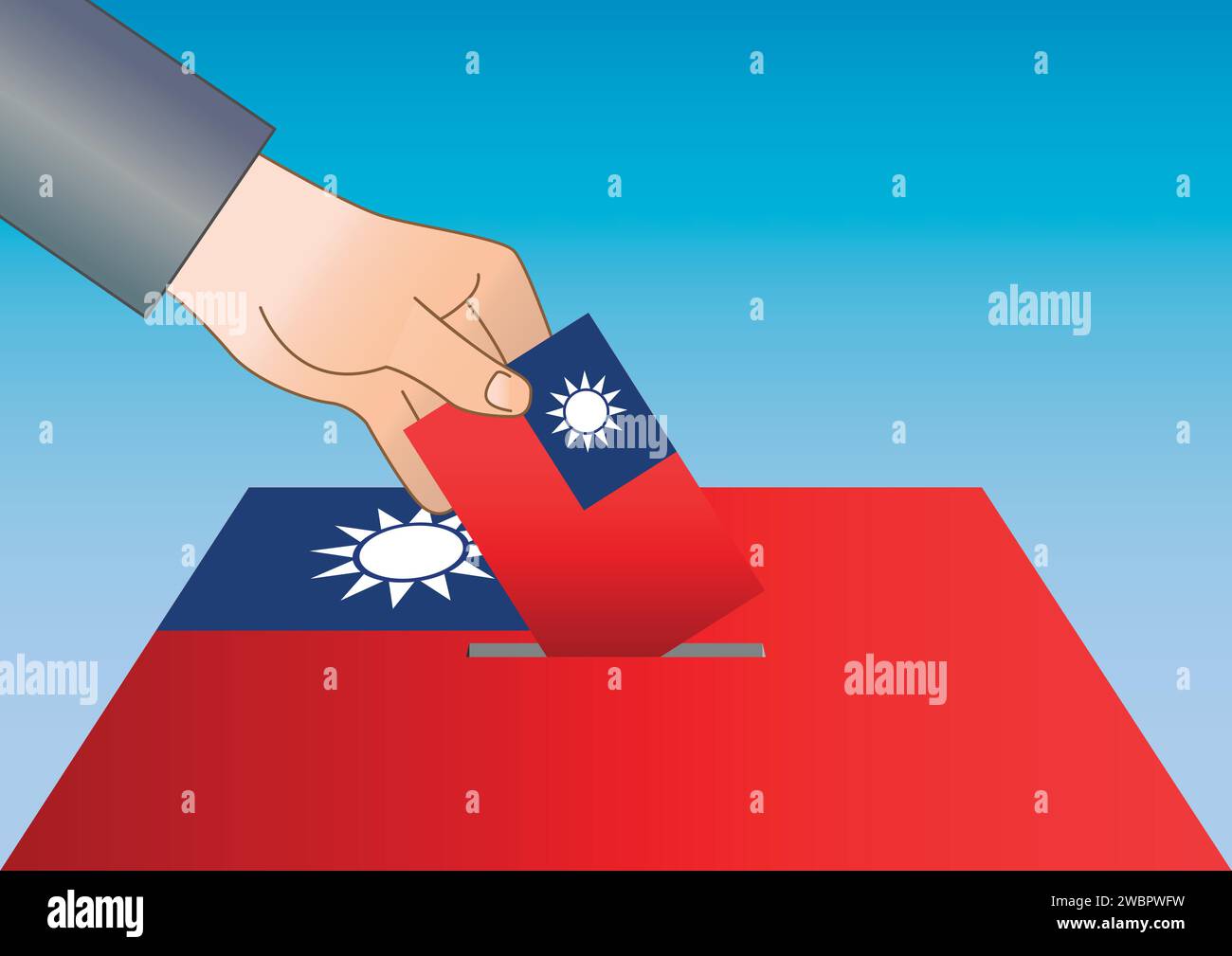 Taiwan, asiatic country, ballot box, flag and symbols, vector illustration Stock Vector