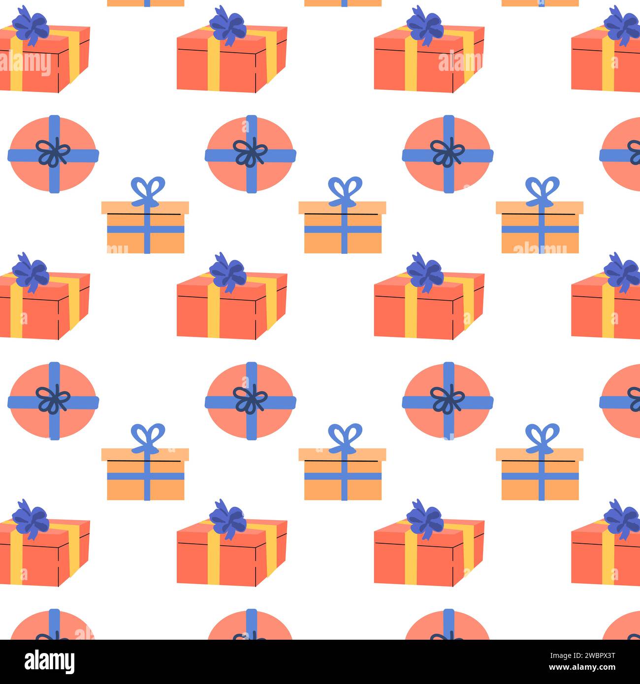 Holiday pink and peach presents seamless pattern. Gift giving season ...