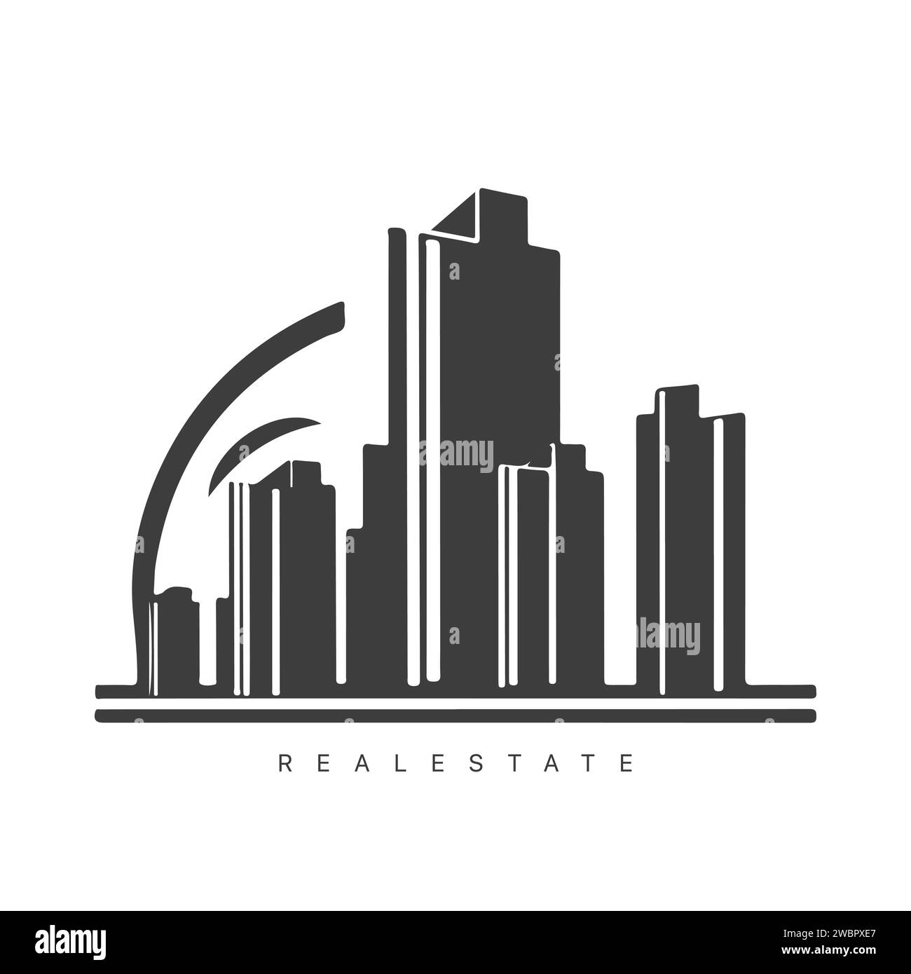 Real estate logo design with line art style. City building vector ...