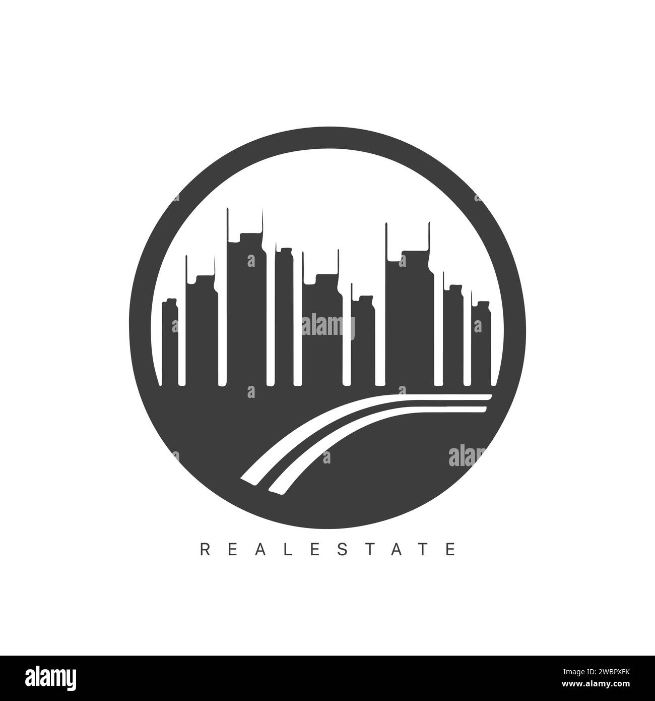 Real estate logo design with line art style. City building vector ...