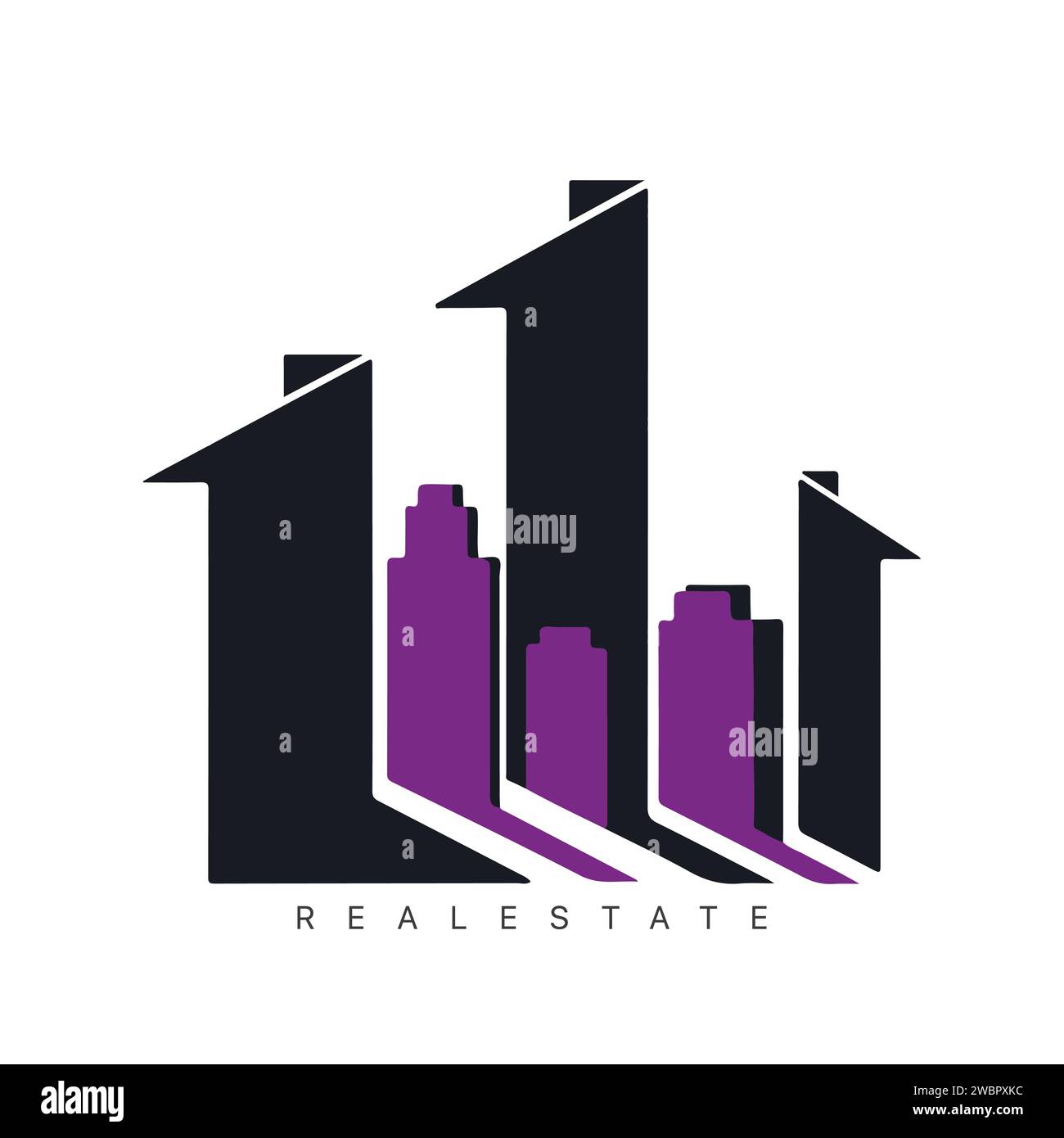 Real estate logo design with line art style. City building vector ...