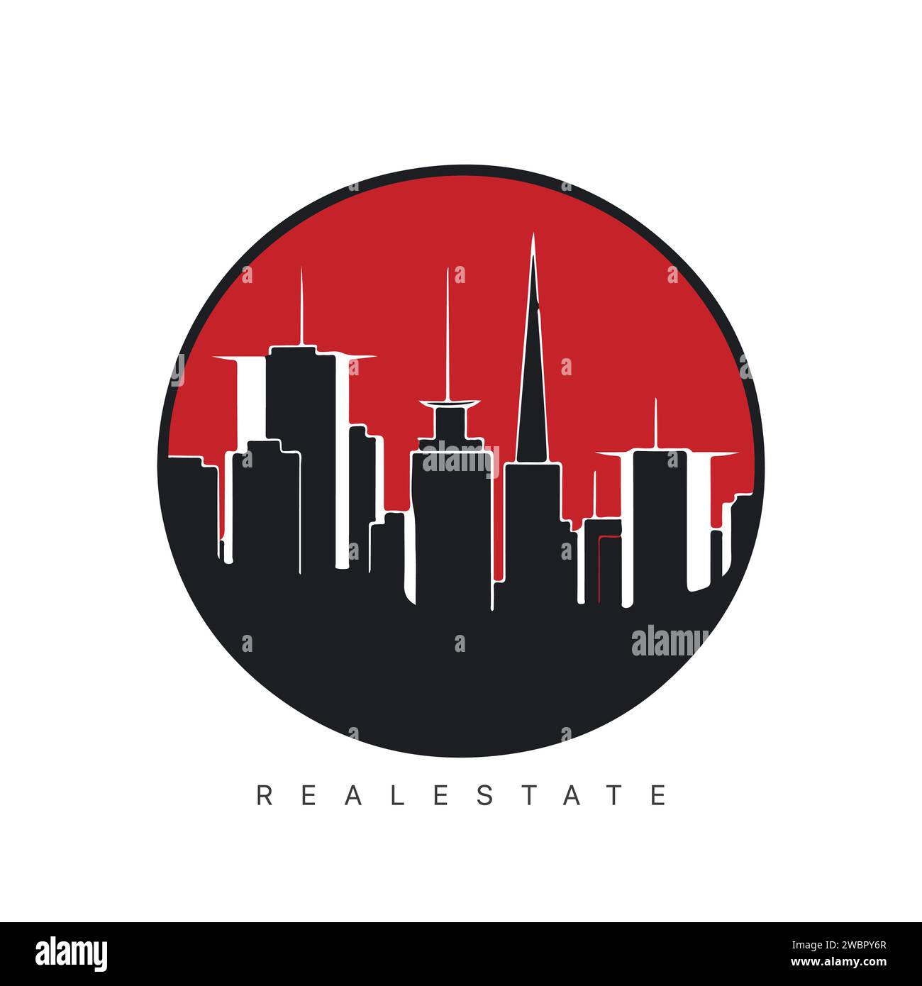 Real estate logo design with line art style. City building vector ...
