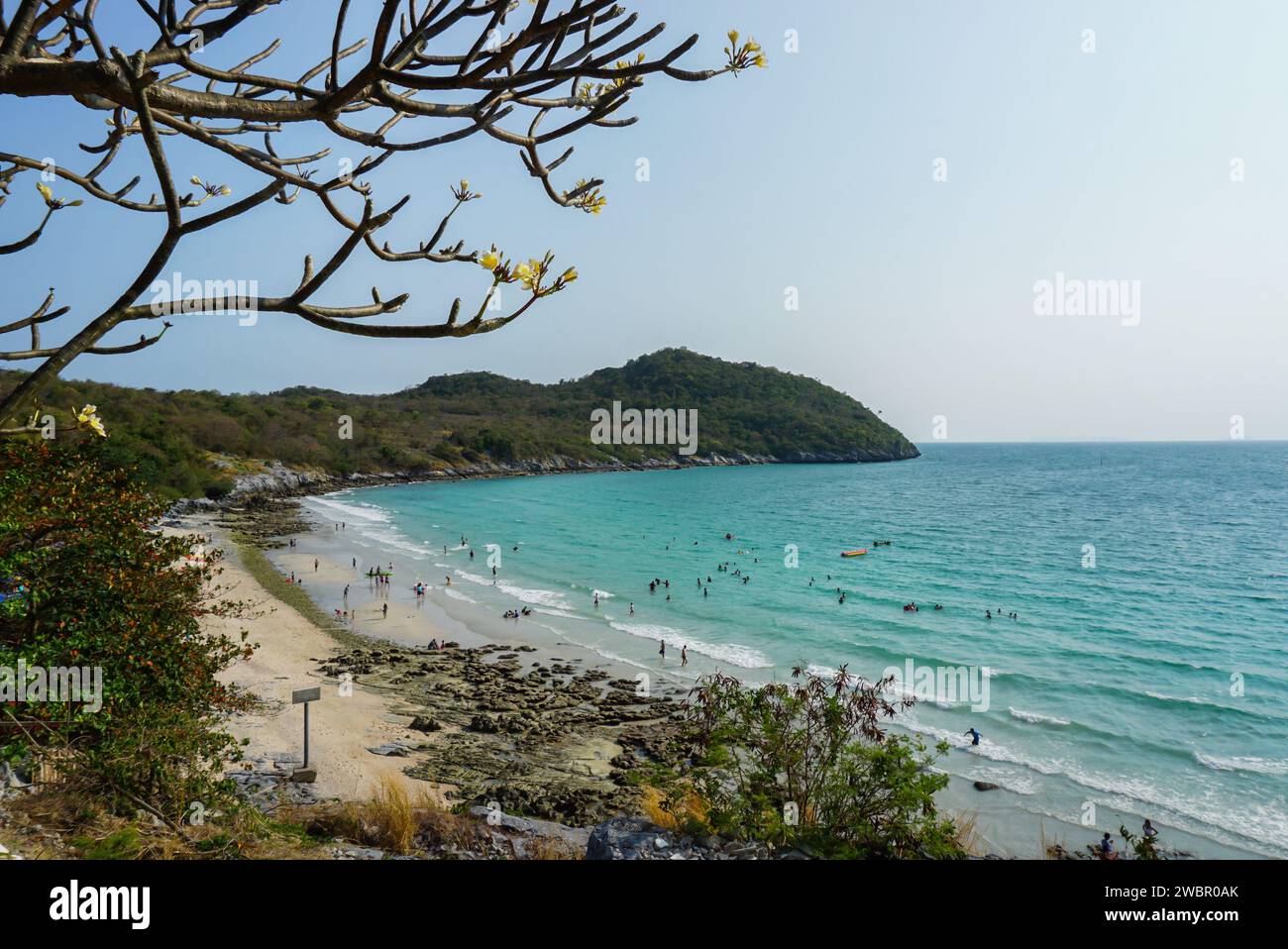 sea and mountain on Sichang island, Thailand. Koh Sichang is a district ...