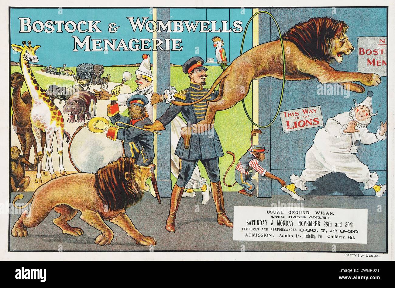 Bostock & Wombwell's Circus Poster (Bostock and Wombwell's, early 1900s