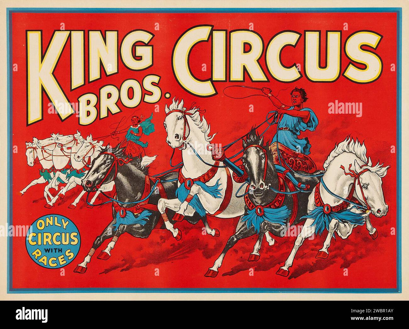 King Bros Circus Poster (c 1940) 'only circus with races' Stock Photo
