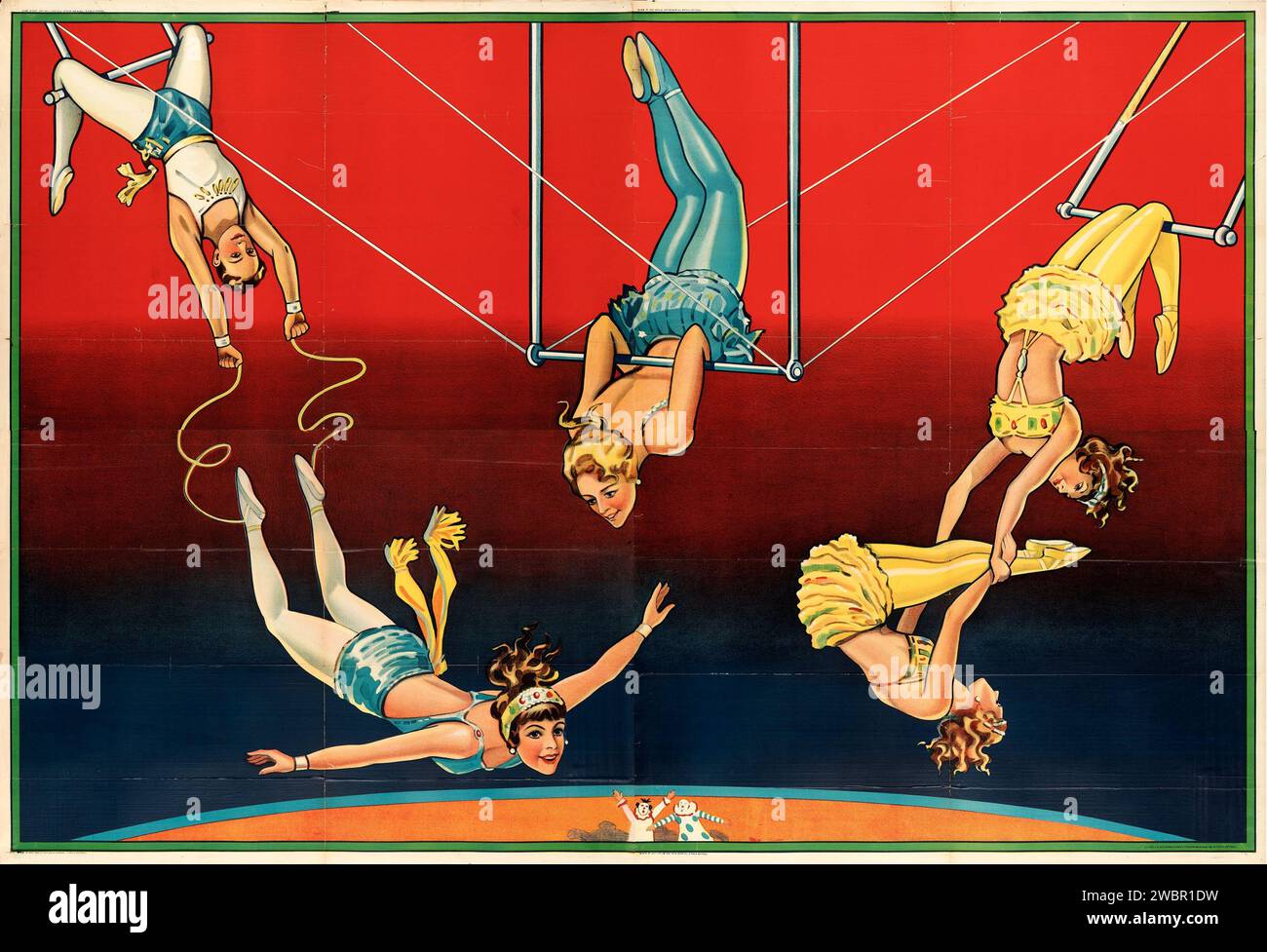 Stock Circus Poster (Donaldson Litho Co., c.1920s) Flying Trapeze performers - aerialists Stock Photo