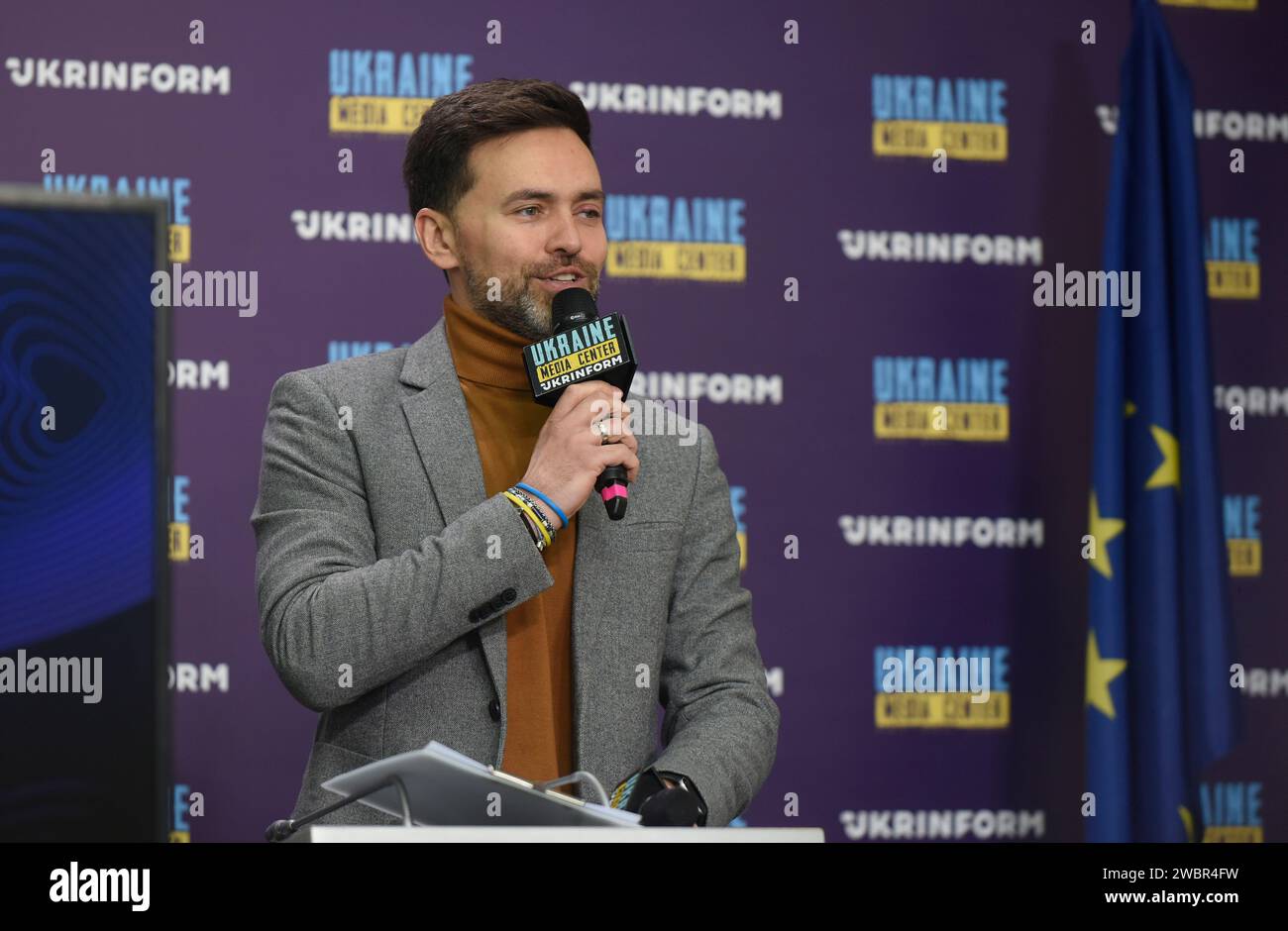 KYIV, UKRAINE - JANUARY 11, 2024 - Moderator and Vidbir host Timur ...