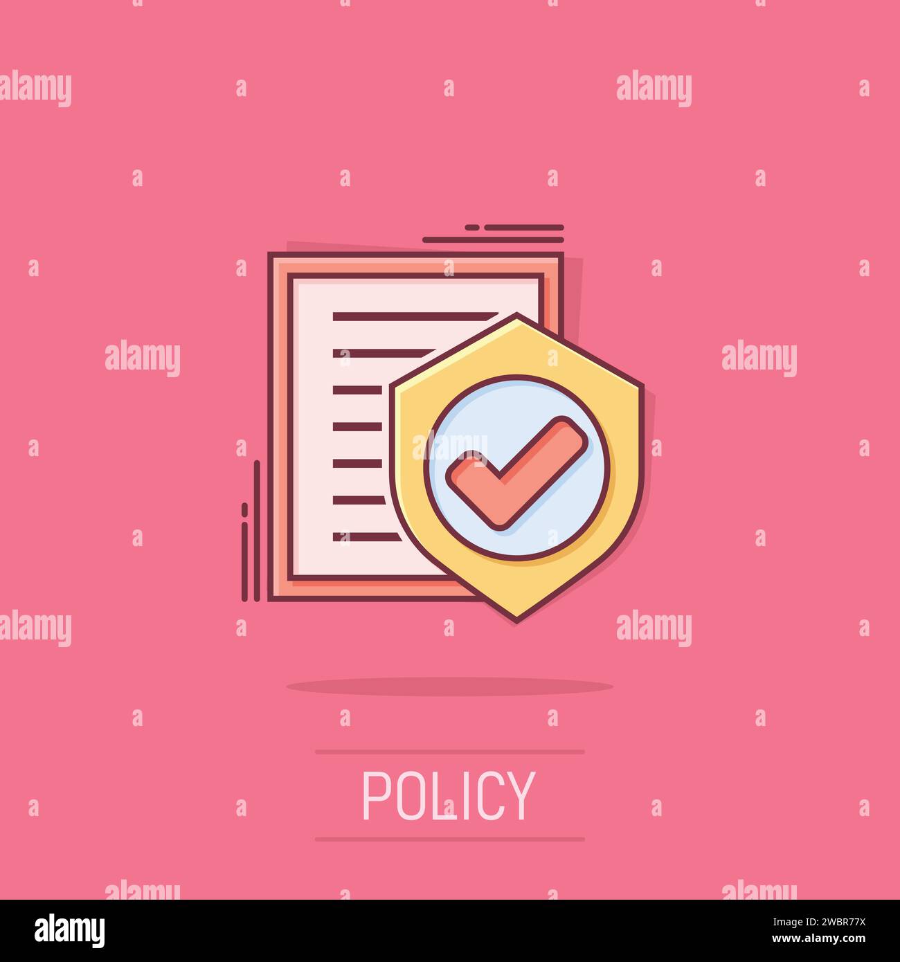 Insurance policy icon in comic style. Report vector cartoon ...