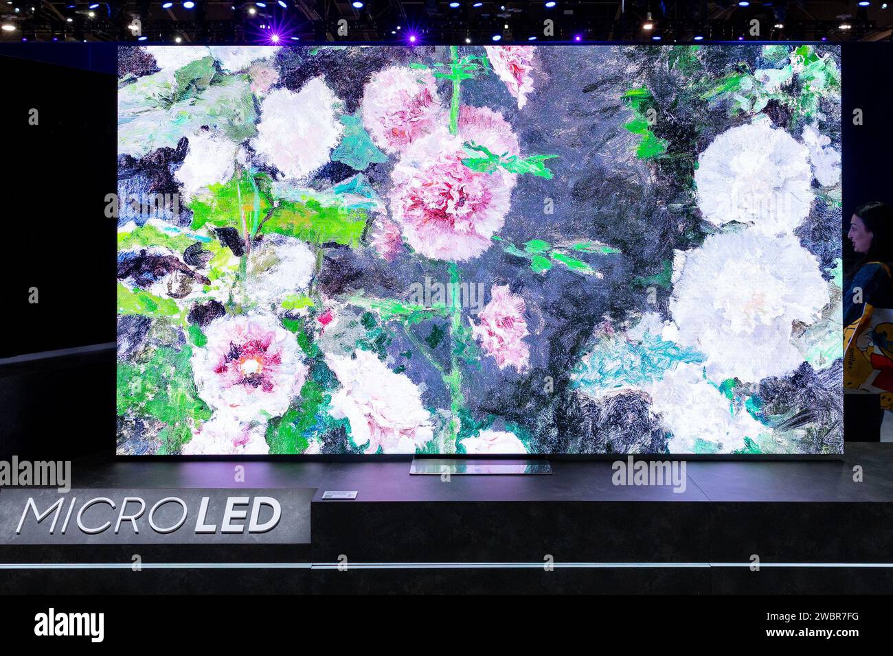 Las Vegas, USA. 11th Jan, 2024. Micro LED TVs by Samsung are being