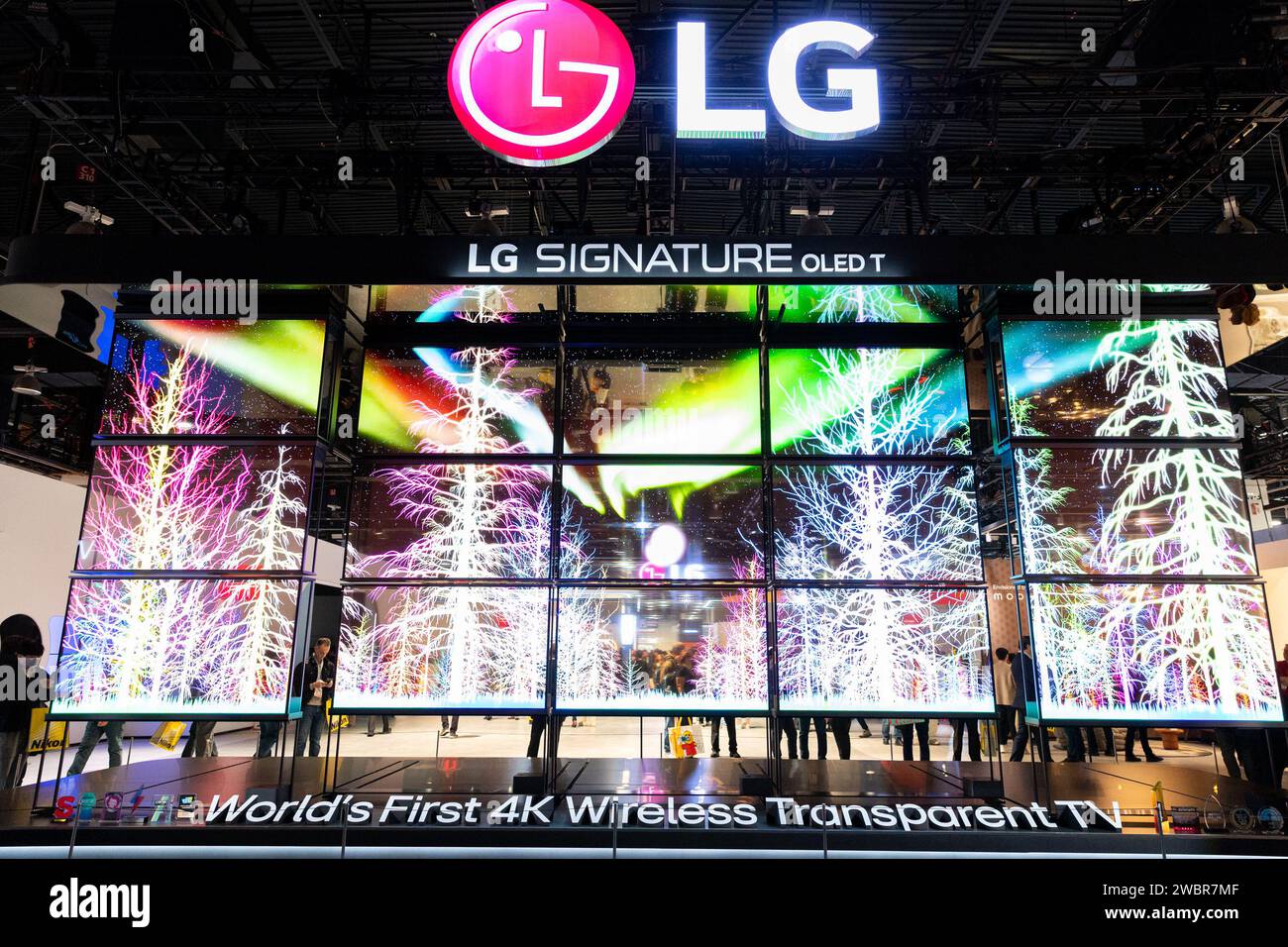 Las Vegas, USA. 11th Jan, 2024. Transparent and wireless 4K TVs by LG