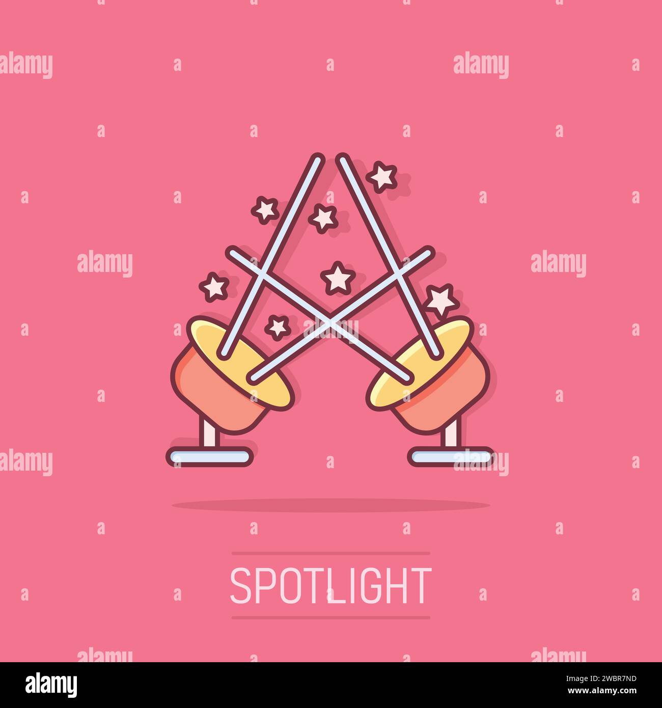 Spotlight icon in comic style. Lamp vector cartoon illustration on ...