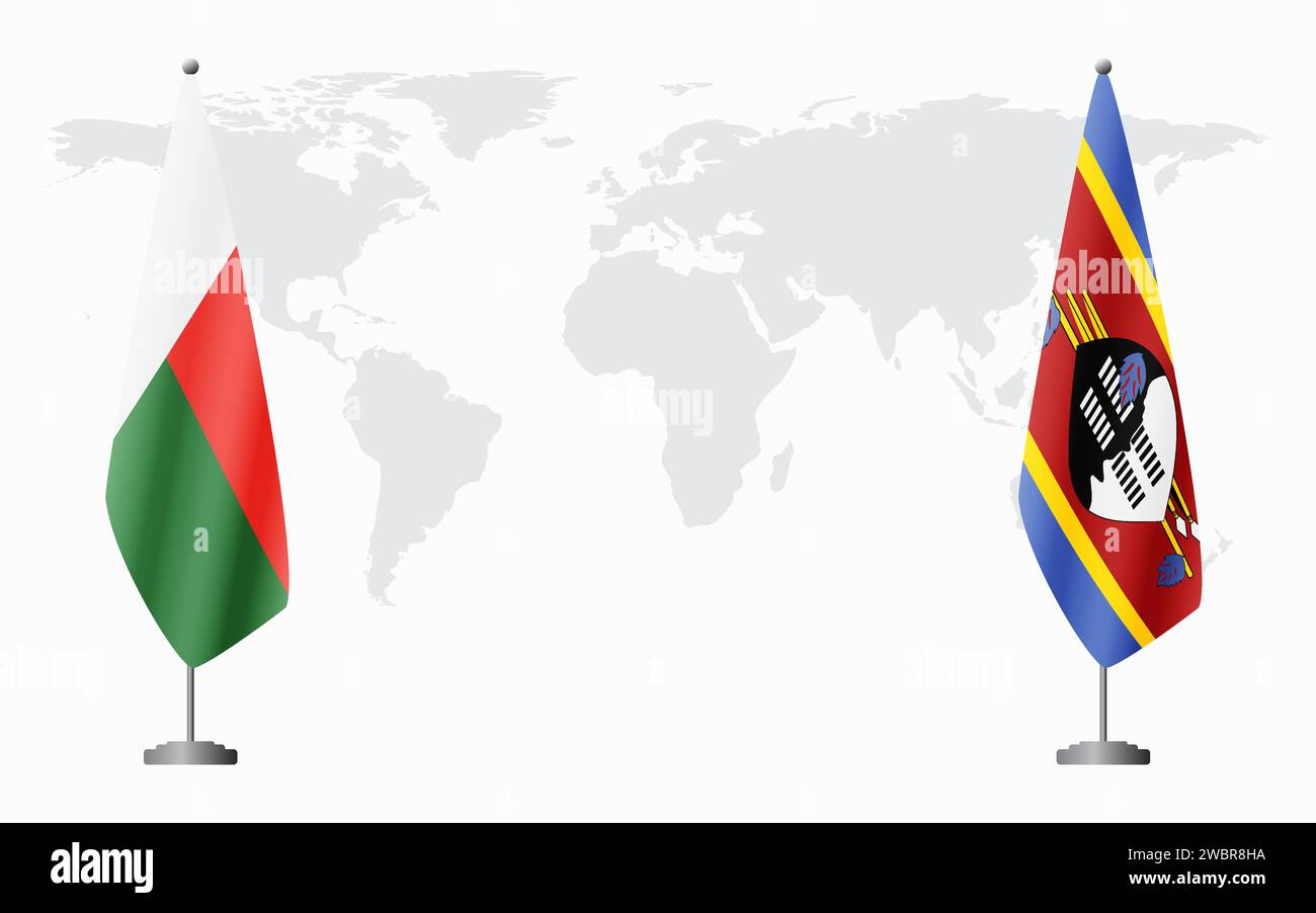Madagascar and Kingdom of eSwatini - Swaziland flags for official ...