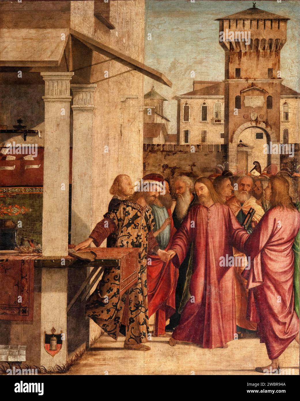 Vocazione di S. Matteo  - olio su tela -  Vittore Carpaccio - 1502 - Venezia, Scuola Dalmata dei Santi Giorgio e Trifone, detta anche Scuola di S.Gior Stock Photo