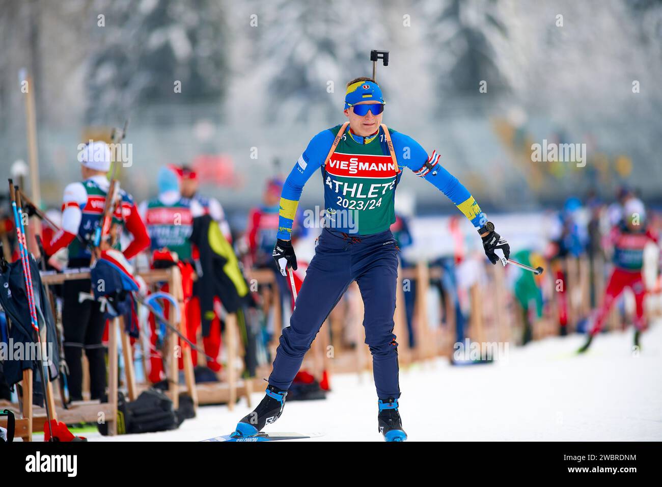 RUHPOLDING, GERMANY - 12 JANUARY, 2024: Morning practice. Ruhpolding ...