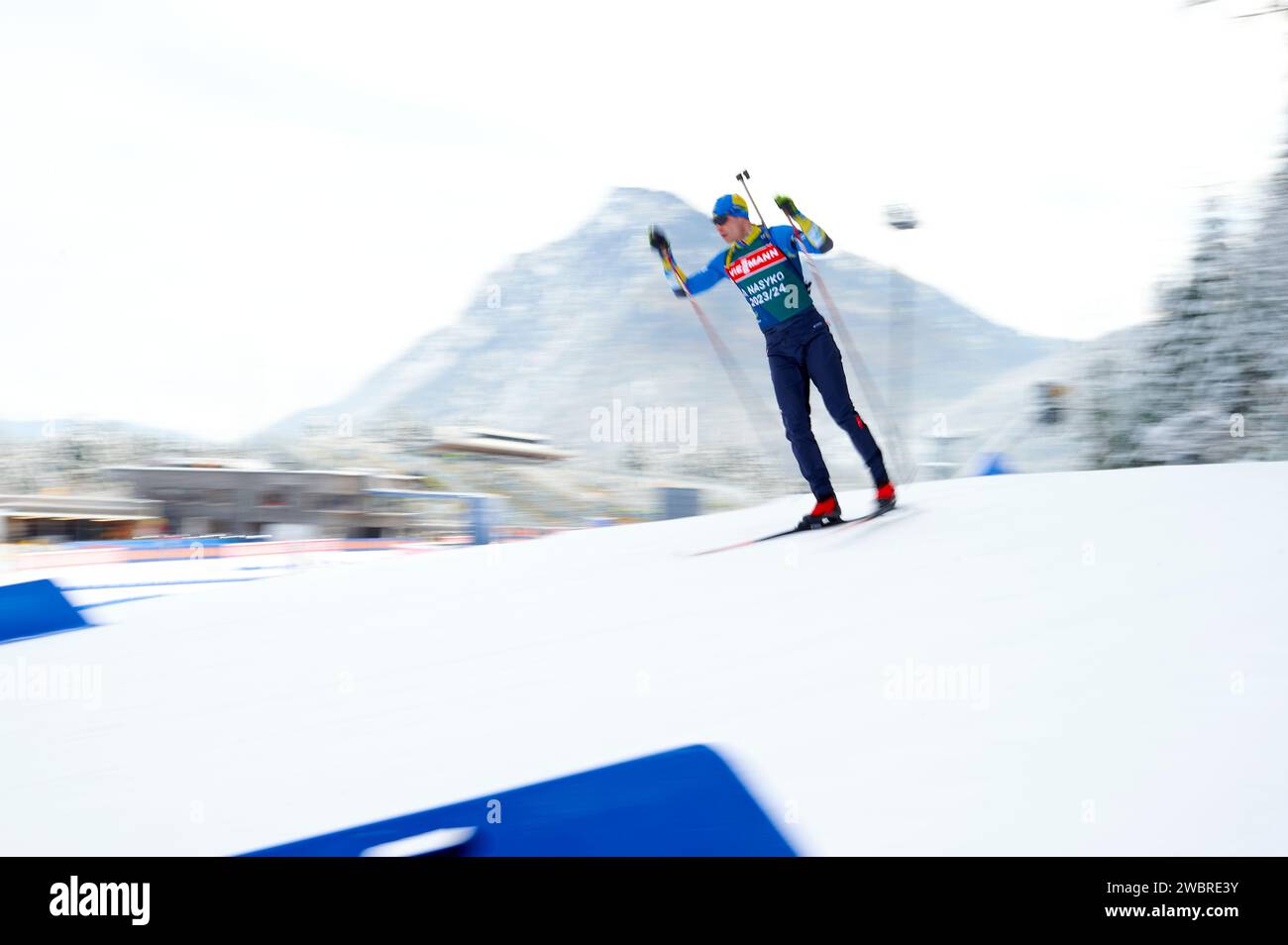 RUHPOLDING, GERMANY - 12 JANUARY, 2024: Morning practice. Ruhpolding ...