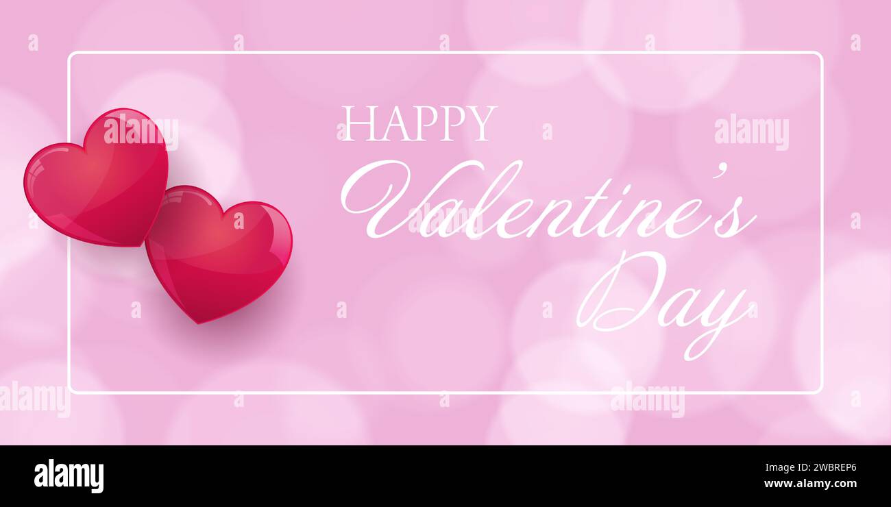 Valentines Day banner with hearts and bokeh lights design Stock Vector ...