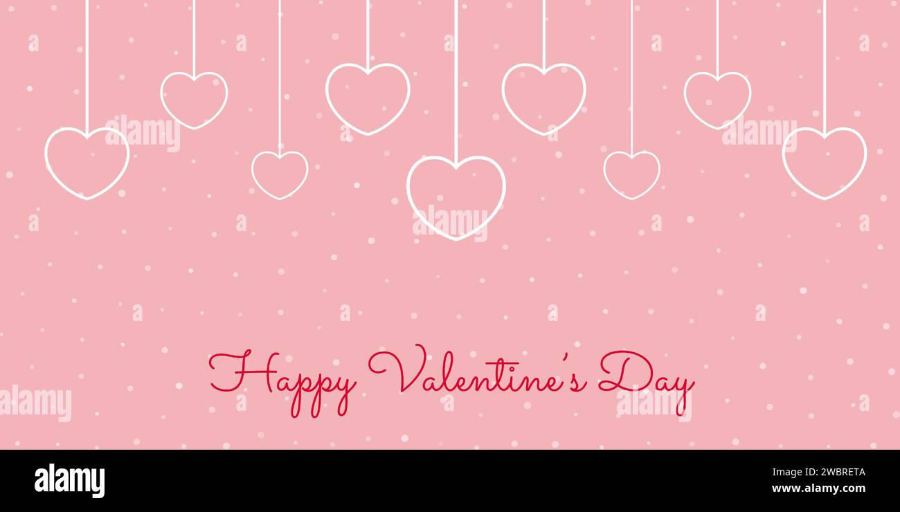 Valentines Day banner with a hanging hearts design Stock Vector Image ...