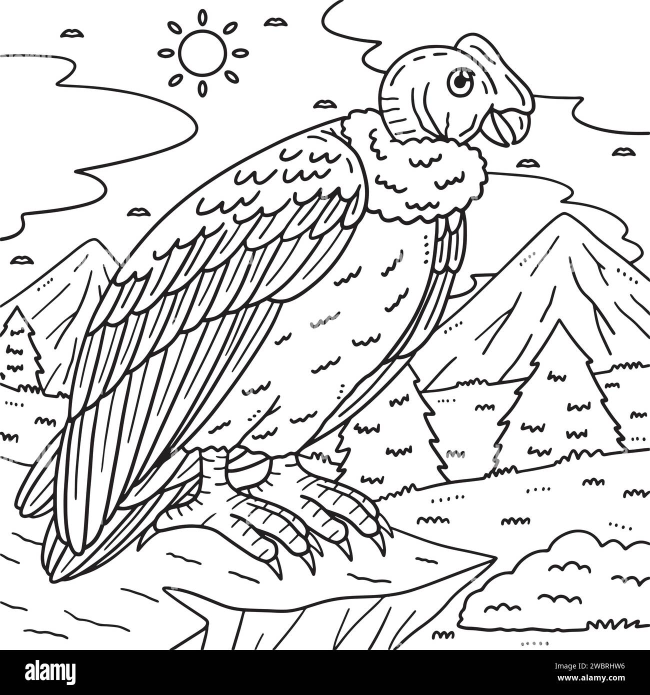 Andean Condor Bird Coloring Page for Kids Stock Vector Image & Art - Alamy 