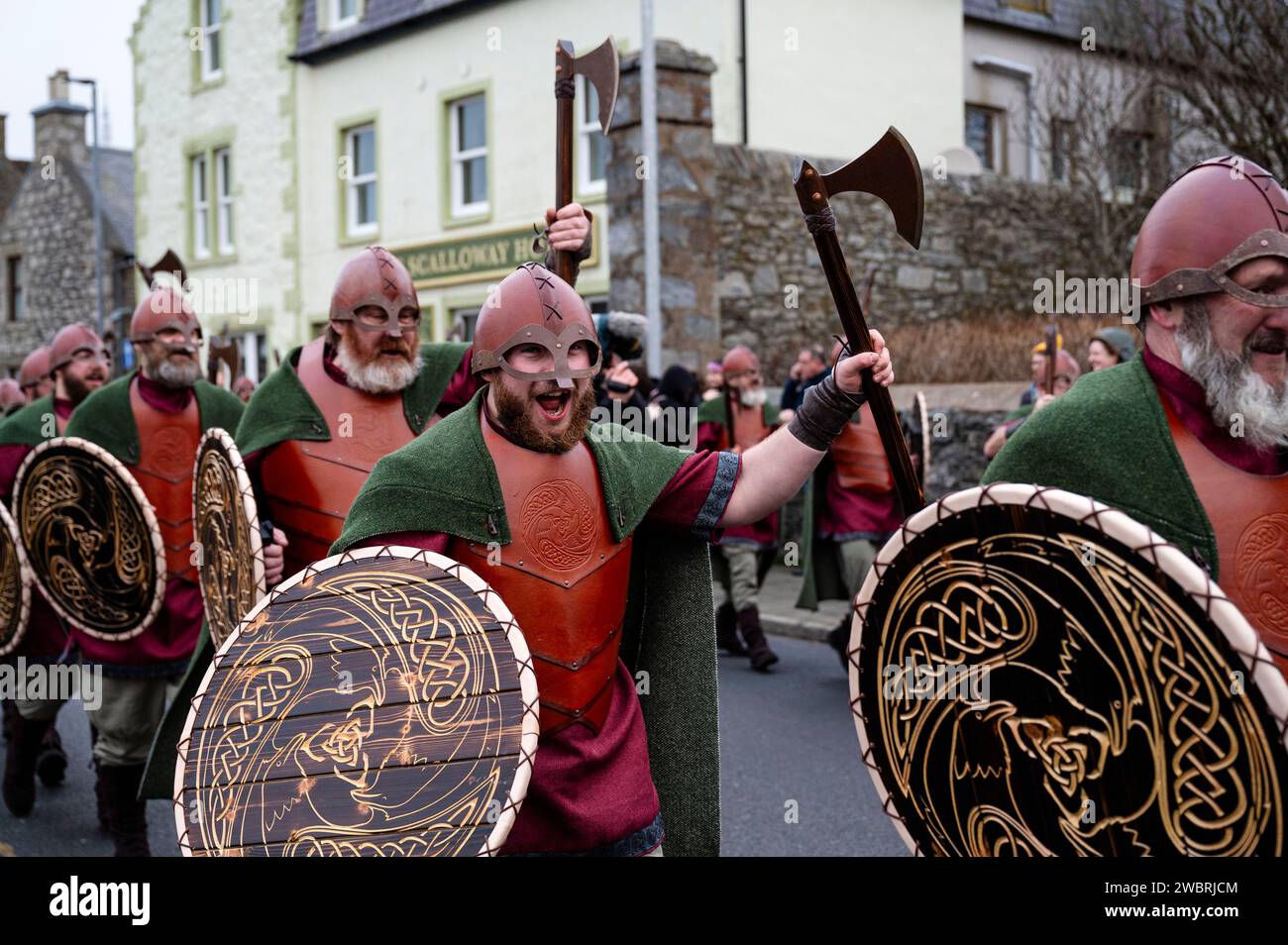 Guizer Jarl John Robert leads his squad on the Galley through the