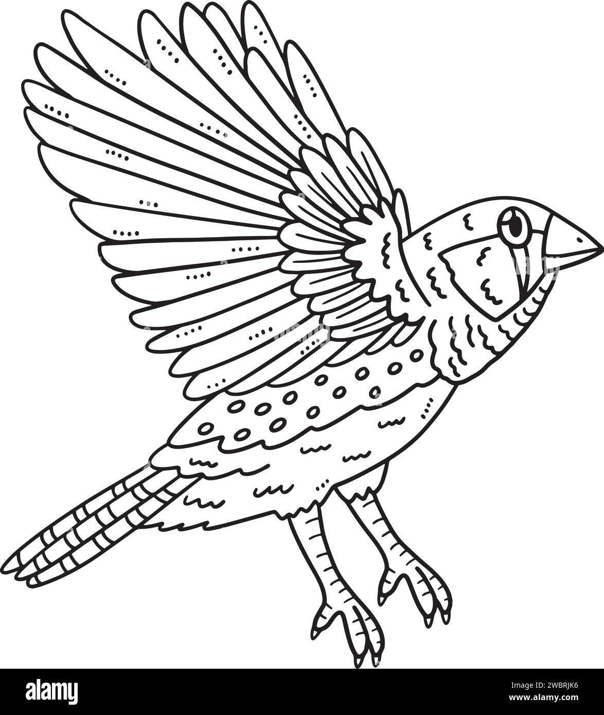 Finch Bird Isolated Coloring Page for Kids Stock Vector