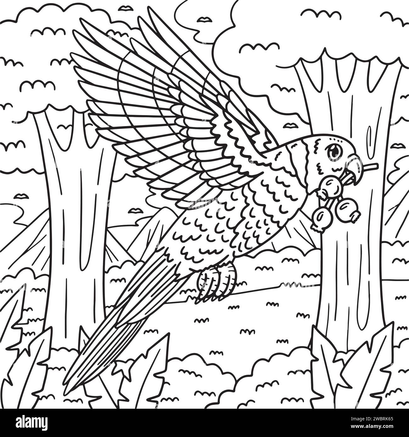 Loriini Bird Coloring Page for Kids Stock Vector
