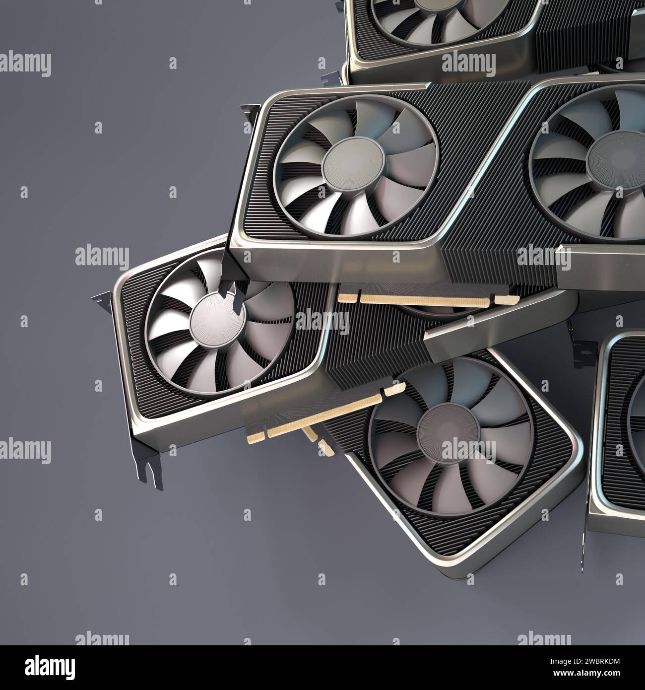 Computer Graphics Cards on a heap. Copy space Stock Photo