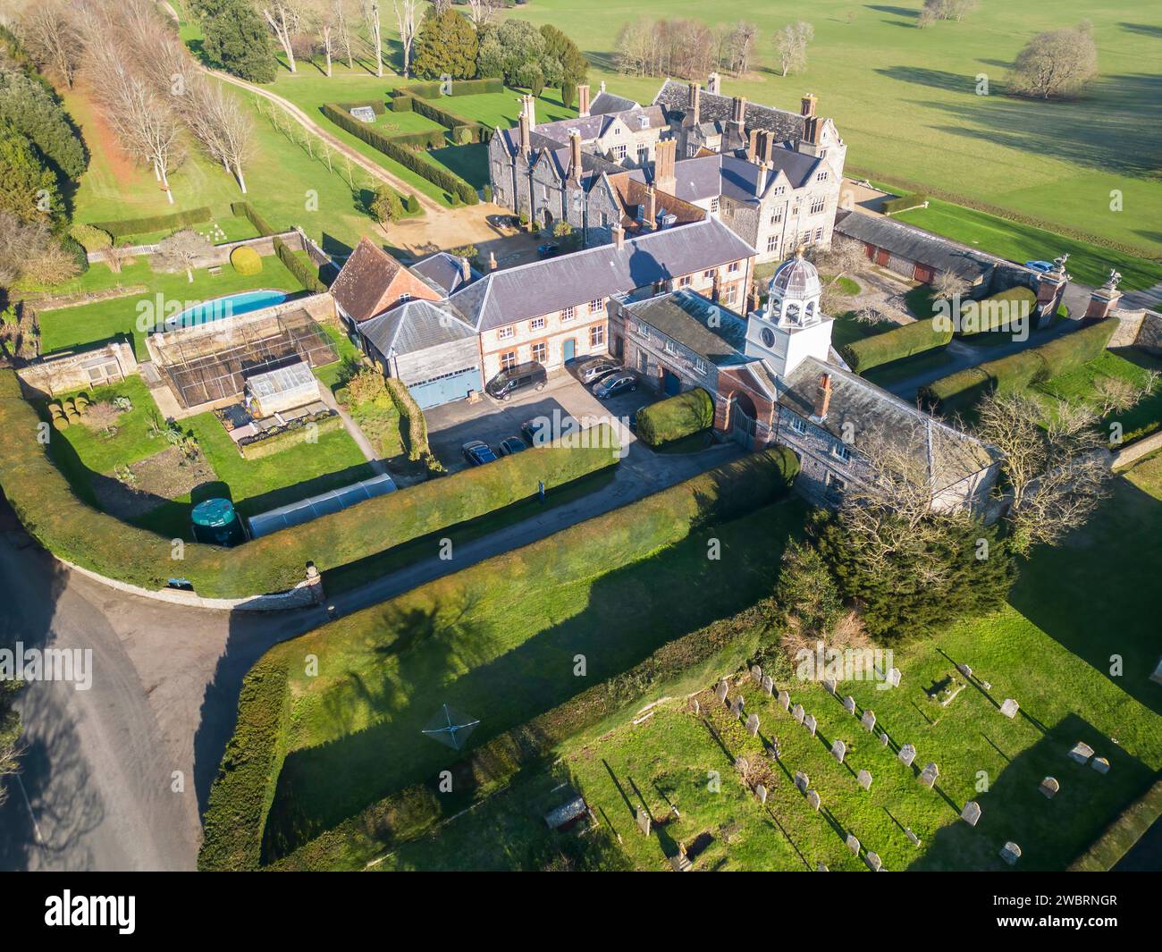 aerial view of glynde place an elizabethan mansion house on the south ...