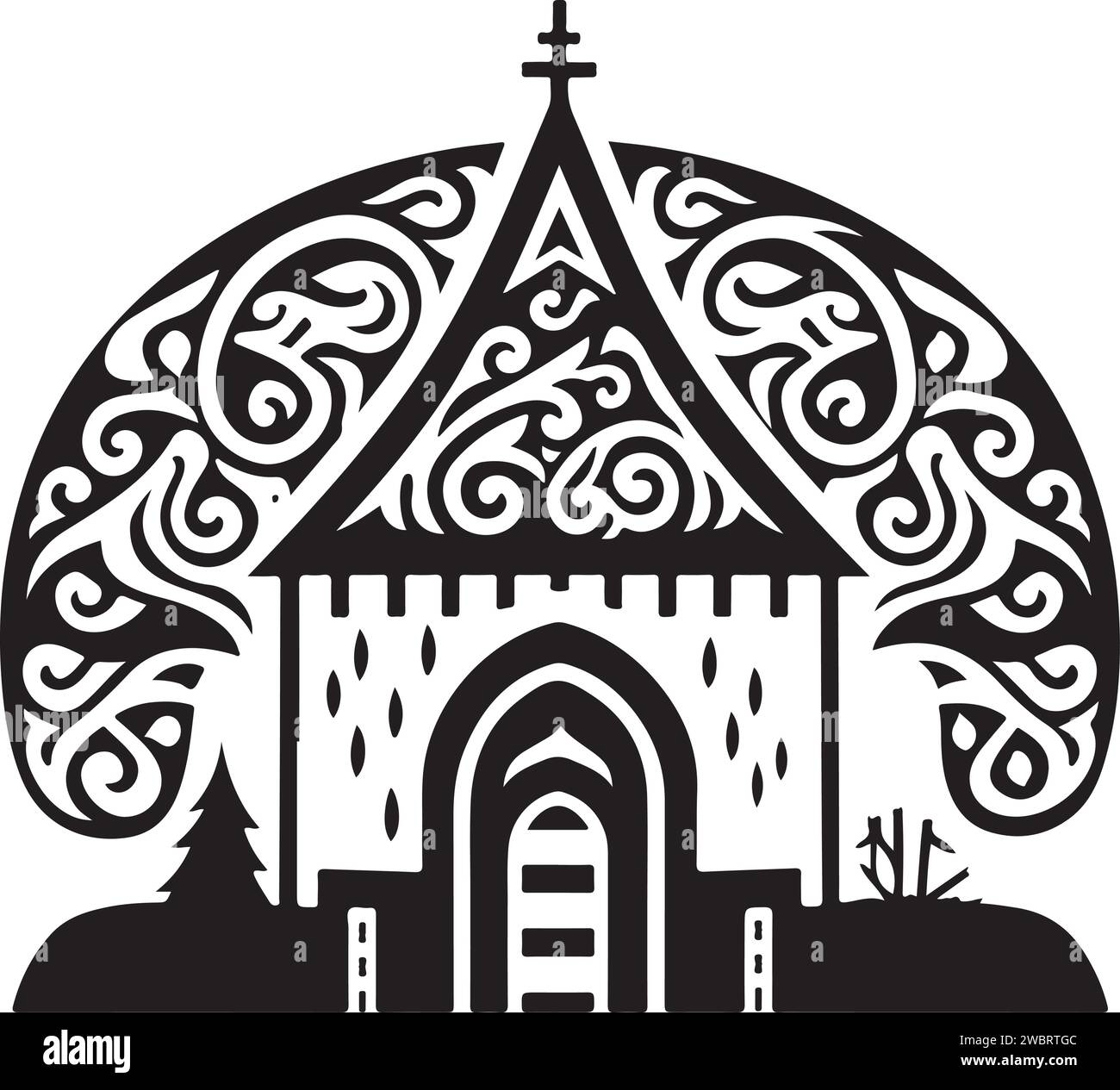 Vector ornamental traditional decorative house illustration. Abstract