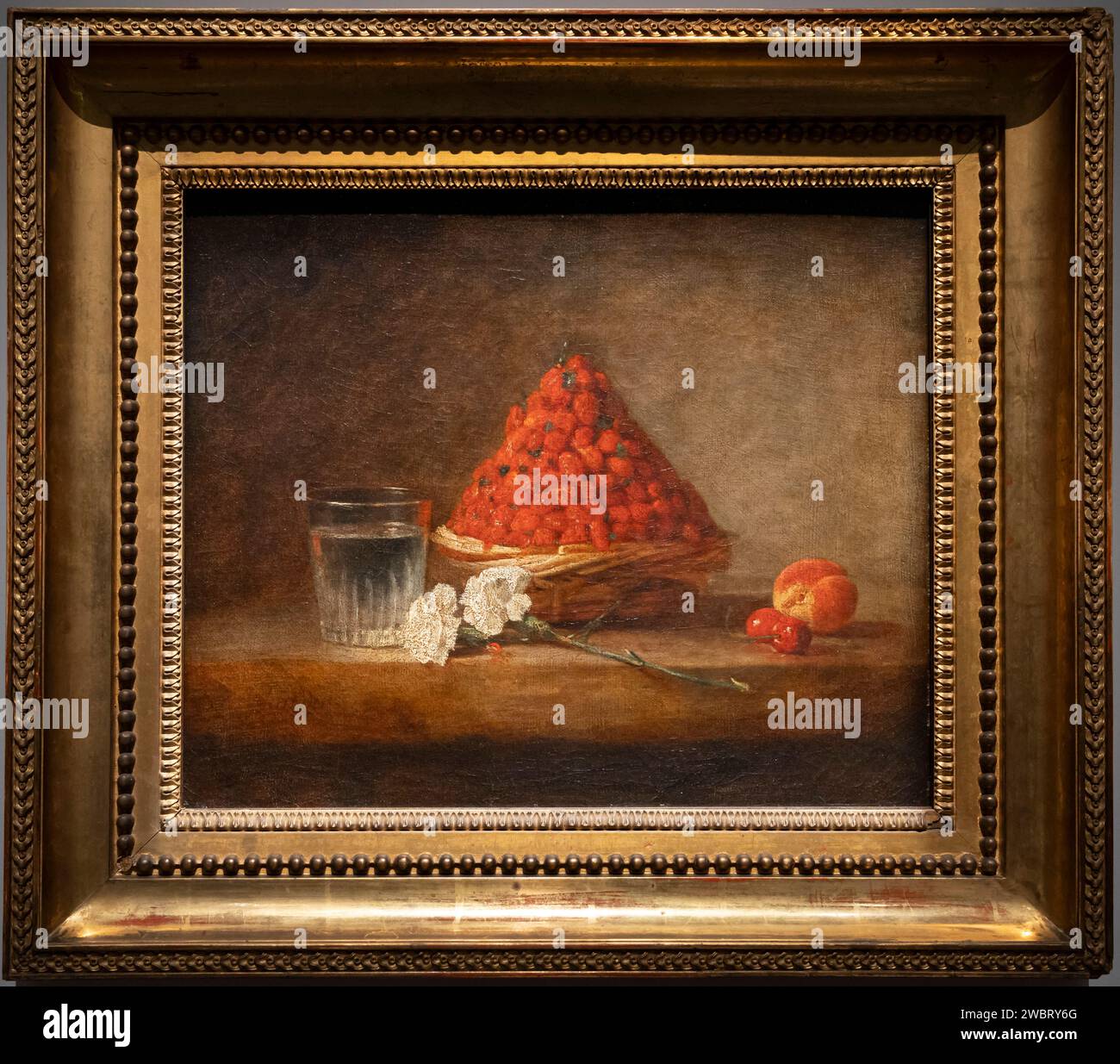 Paris, France 01 06 2024 Louvre Museum. Basket of Wild Strawberries