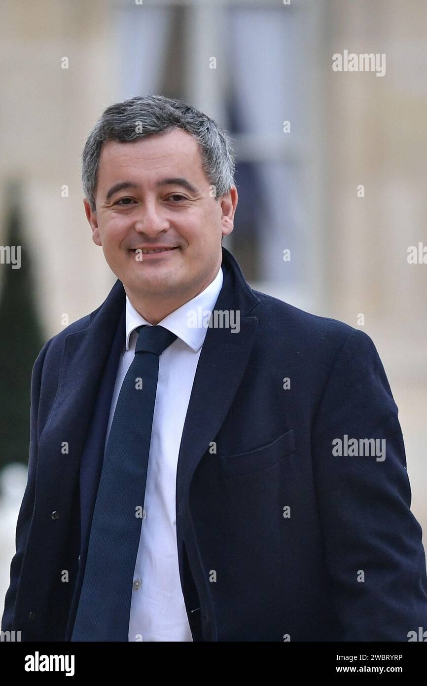 Paris, France. 12th Jan, 2024. French Interior Minister Gerald Darmanin