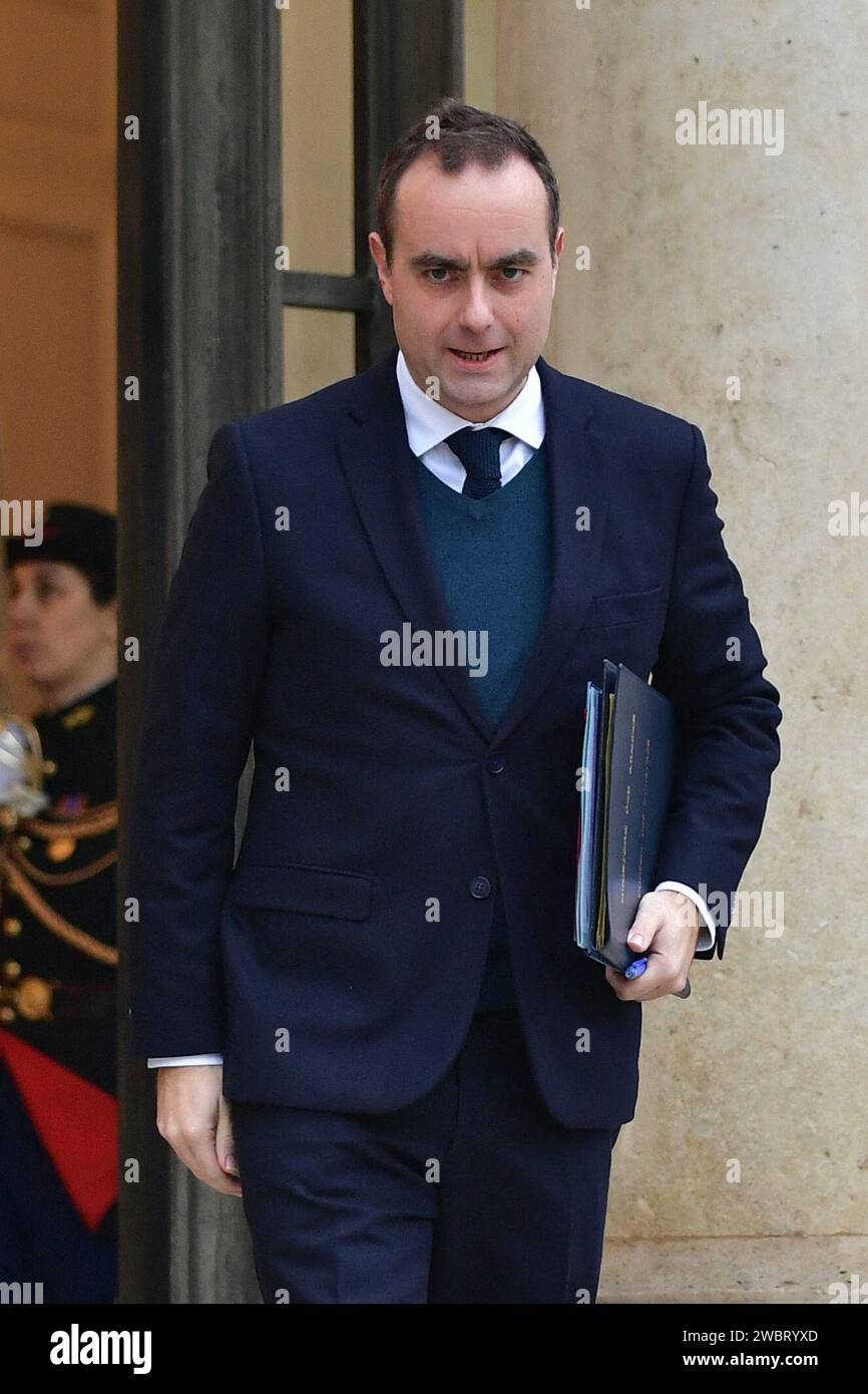 Paris, France. 12th Jan, 2024. French Armies Minister Sebastien Lecornu