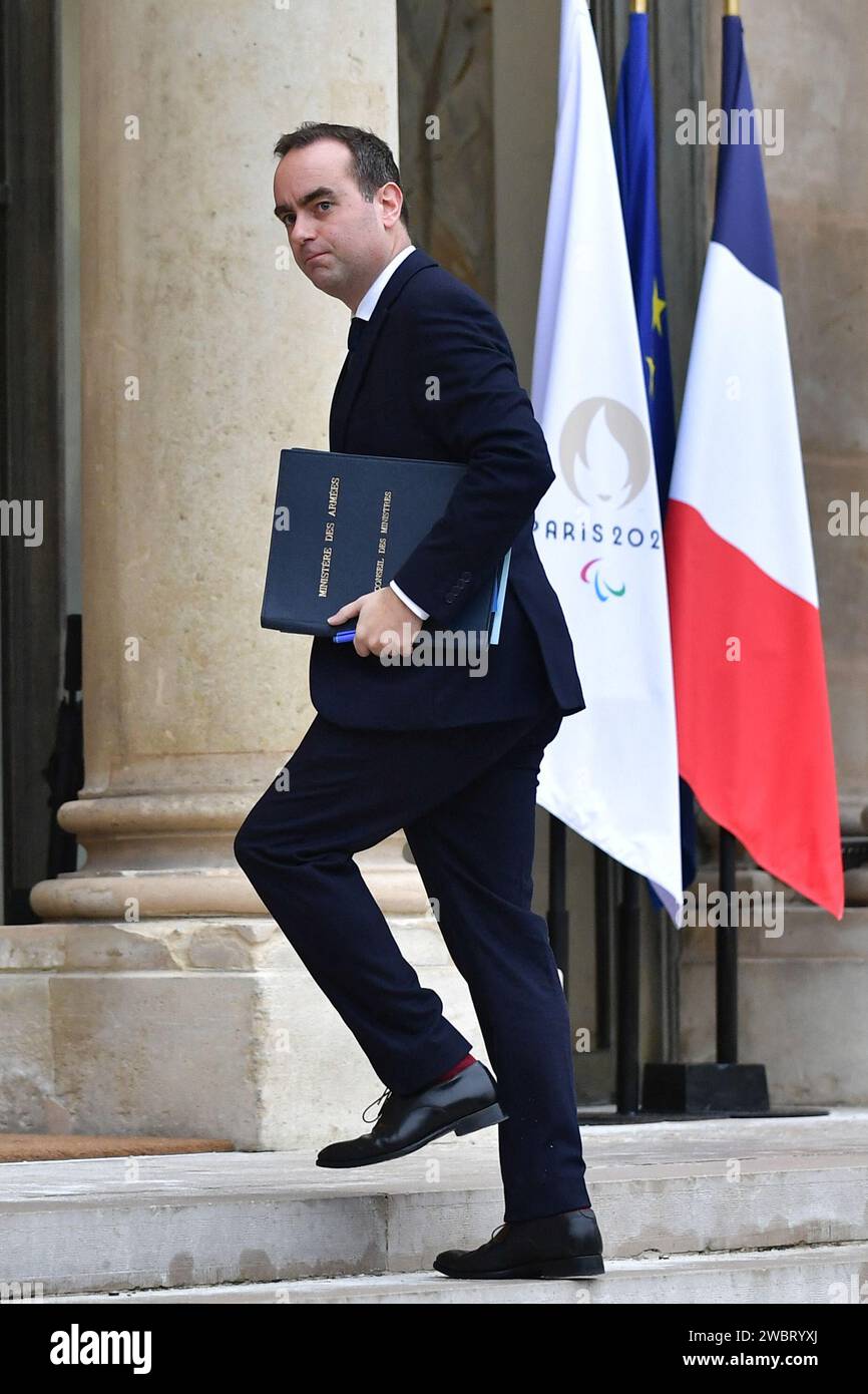 Paris, France. 12th Jan, 2024. French Armies Minister Sebastien Lecornu
