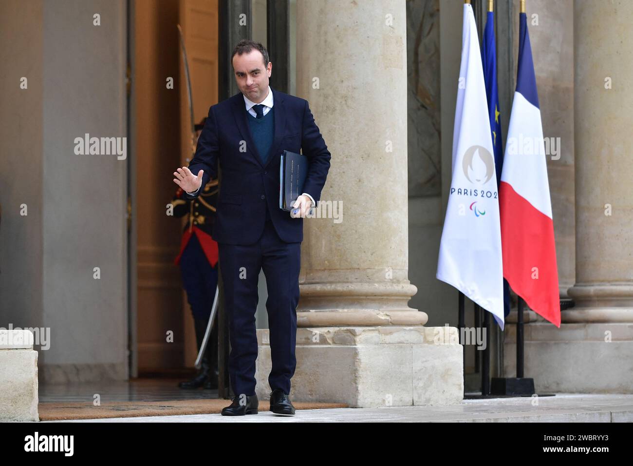 Paris, France. 12th Jan, 2024. French Armies Minister Sebastien Lecornu