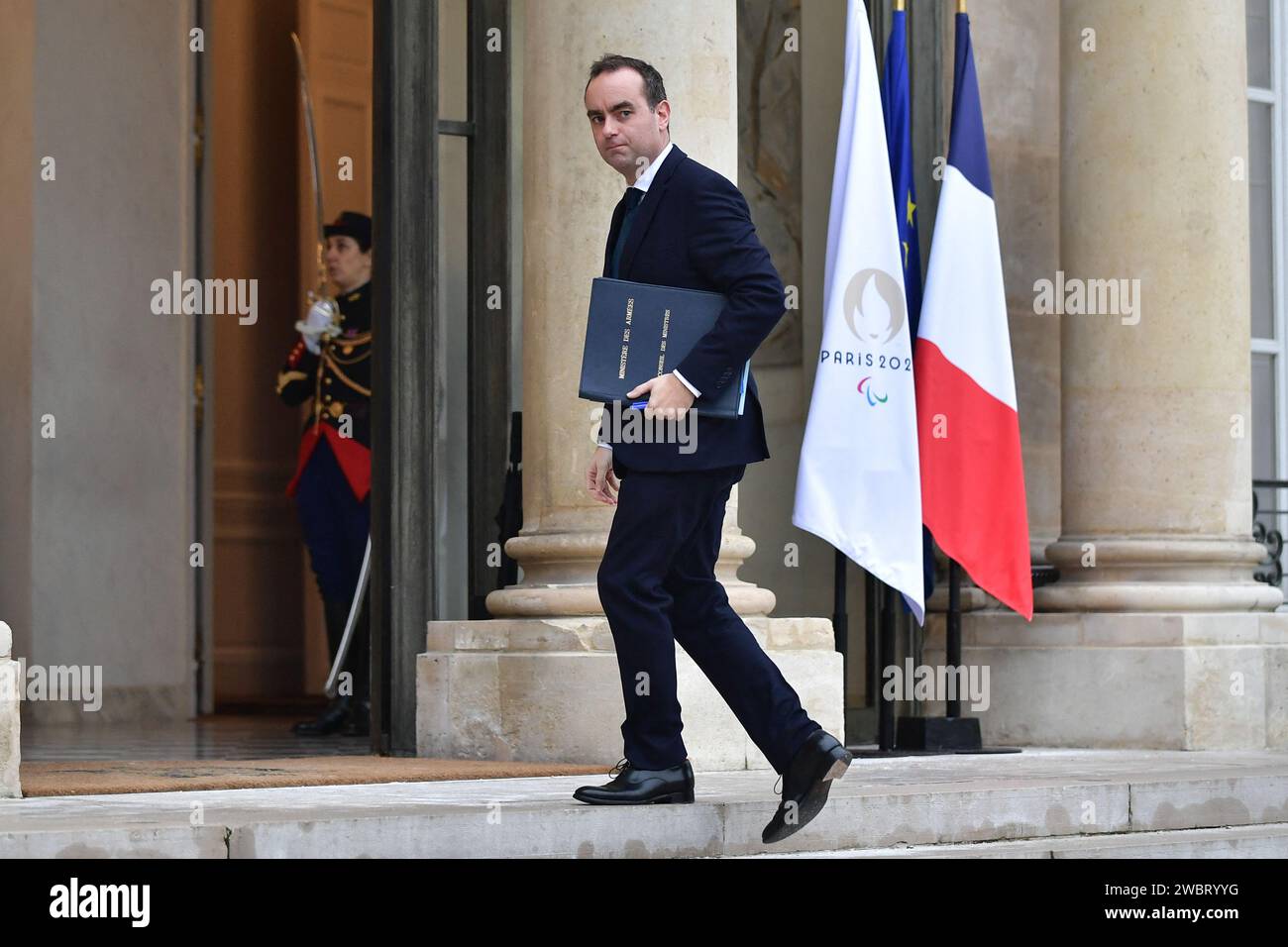 Paris, France. 12th Jan, 2024. French Armies Minister Sebastien Lecornu