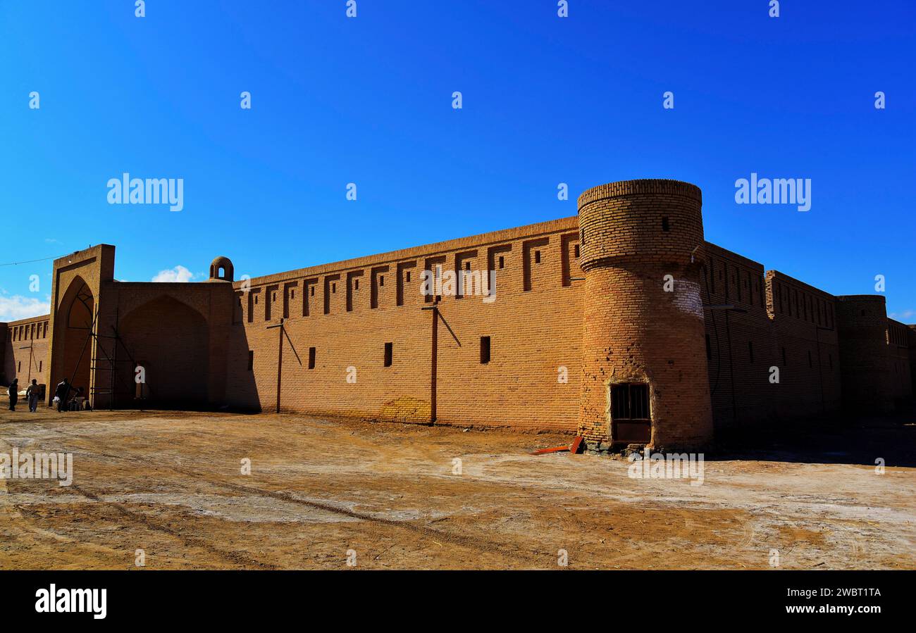 The Maranjab Caravansarai in the Maranjab Desert, located north of Aran o Bidgol city, Isfahan province, Iran. Constructed 1603, along the Silk Road Stock Photo