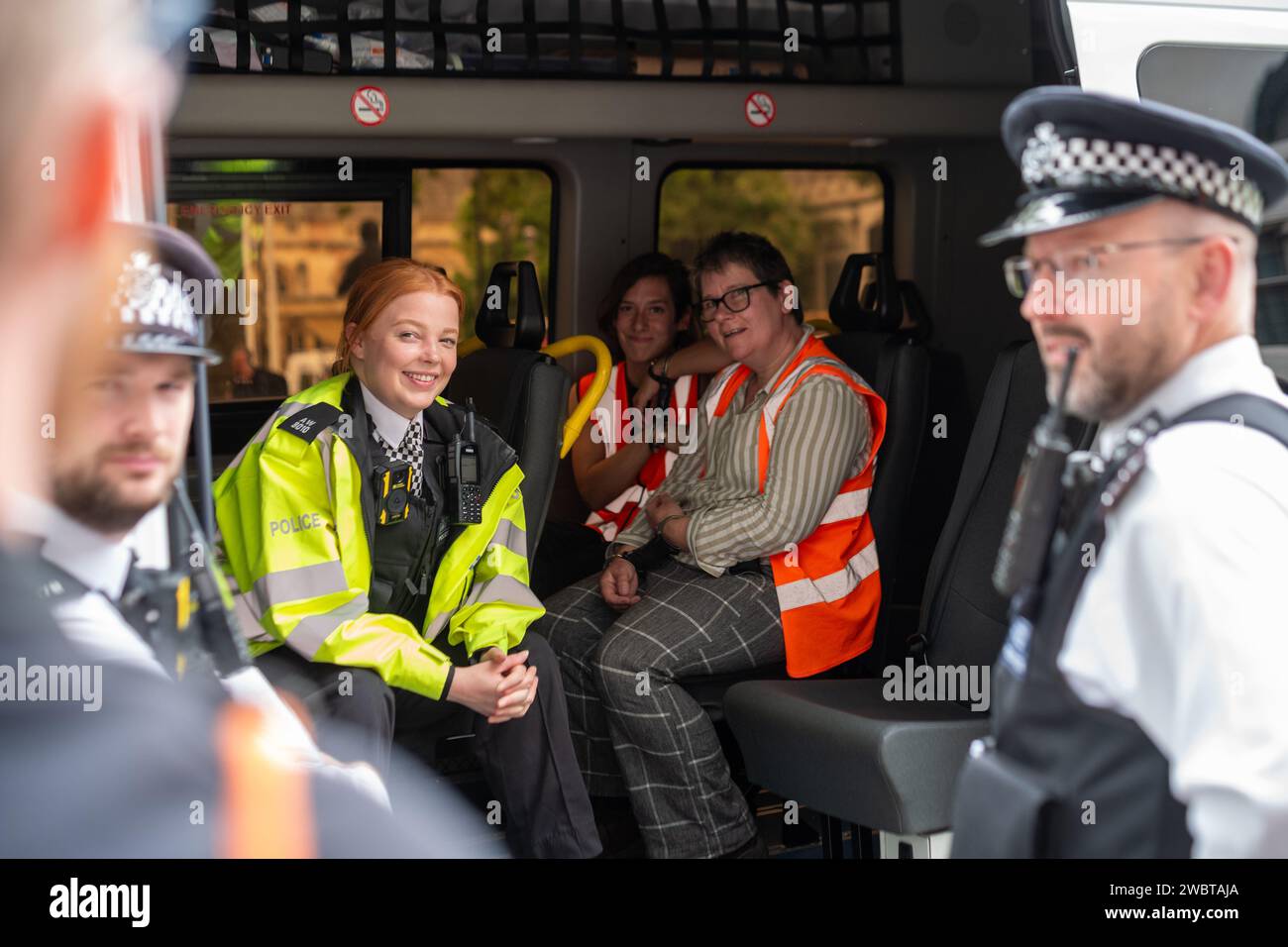 London, United Kingdom, July 19 2023: Just Stop Oil activist arrested by Met Police after a slow march Stock Photo
