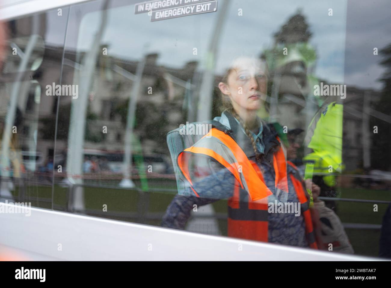 London, United Kingdom, July 19 2023: Just Stop Oil activist arrested by Met Police after a slow march Stock Photo