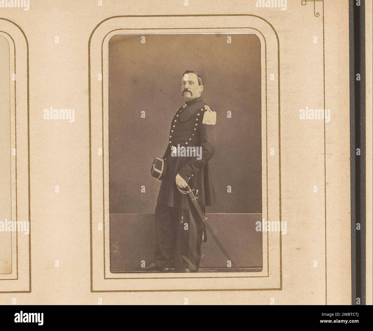 Portrait of a standing man in military uniform with sword, anonymous ...